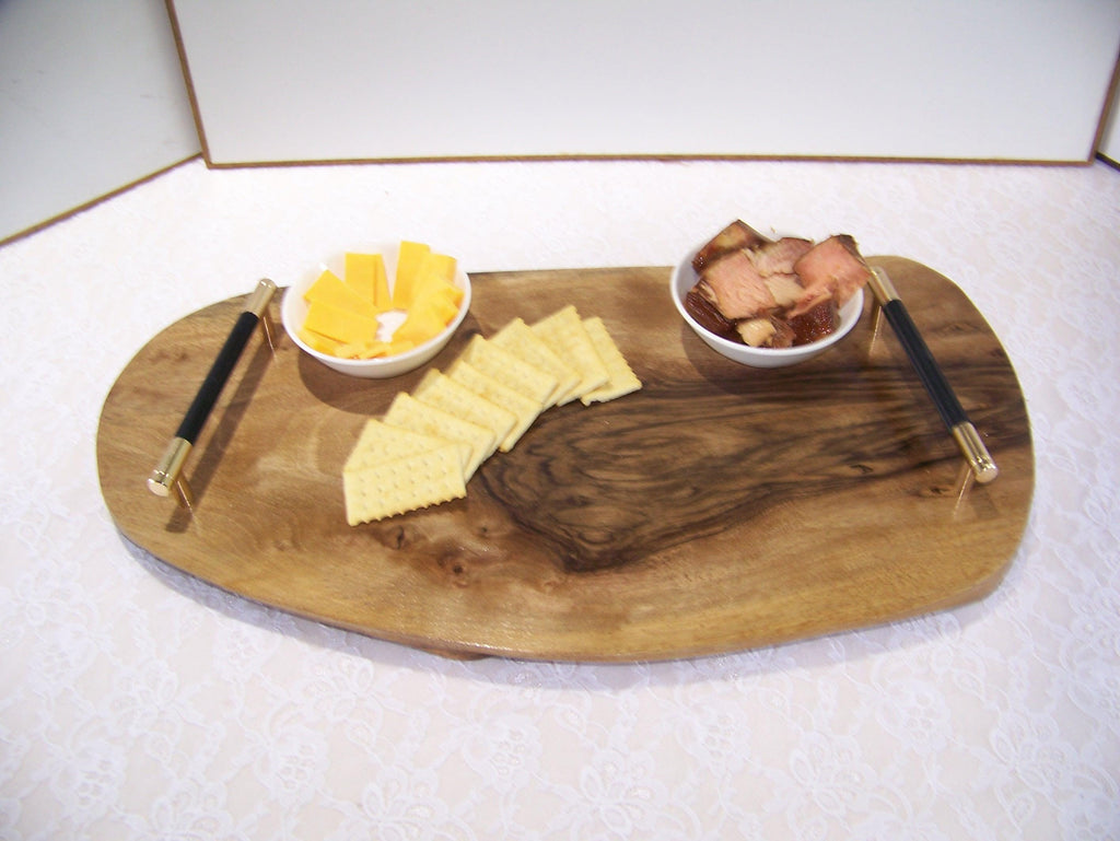 Live Edge Walnut Charcuterie Board - with handles.