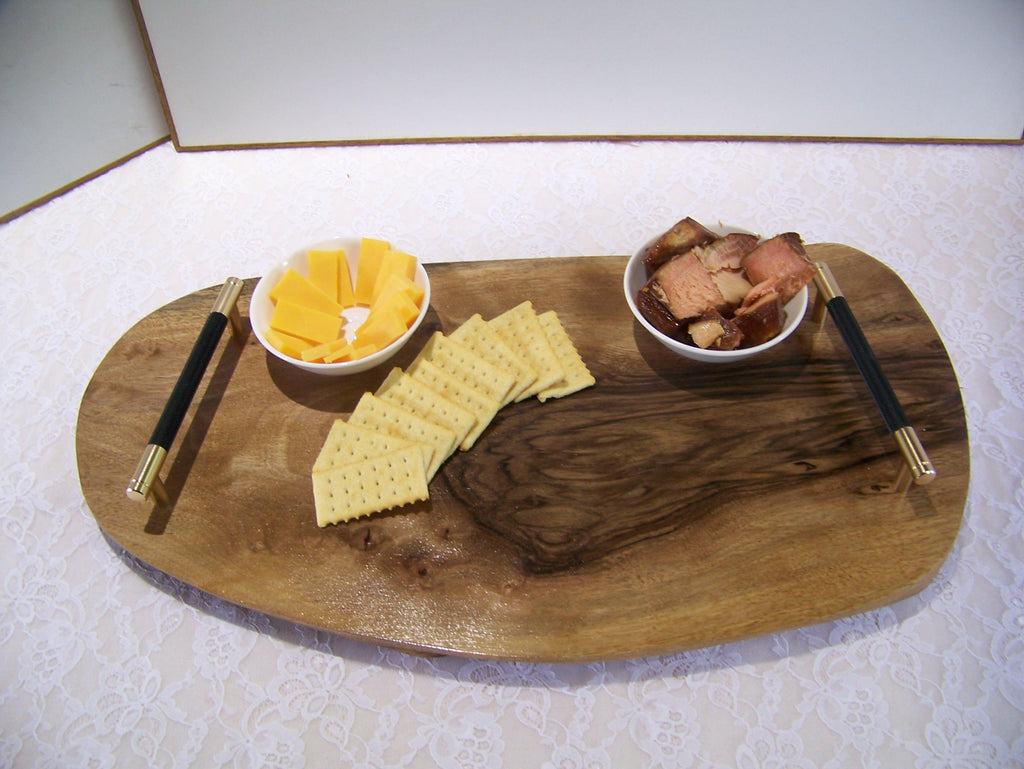 Live Edge Walnut Charcuterie Board - with handles.