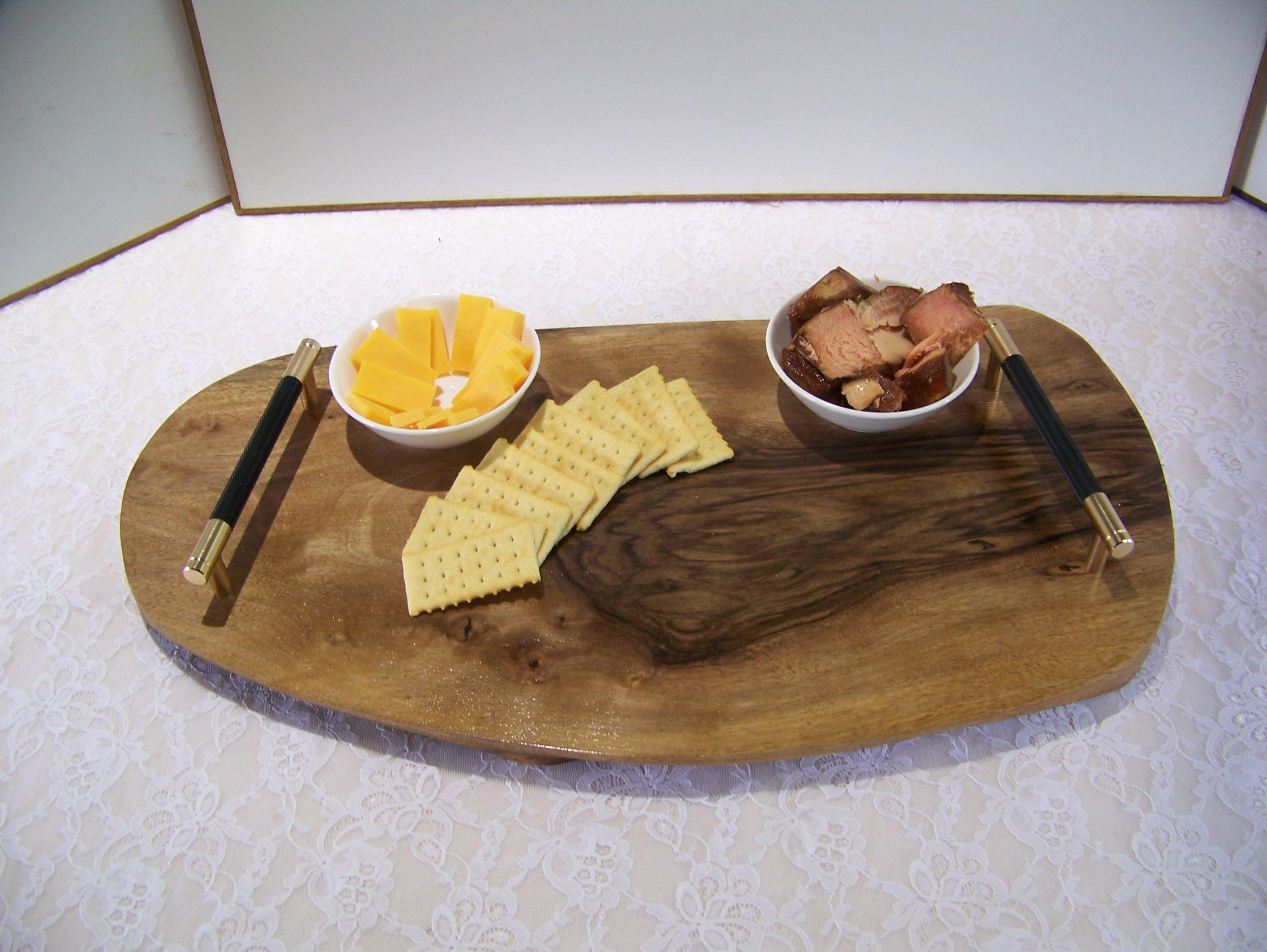 Live Edge Walnut Charcuterie Board - with handles.