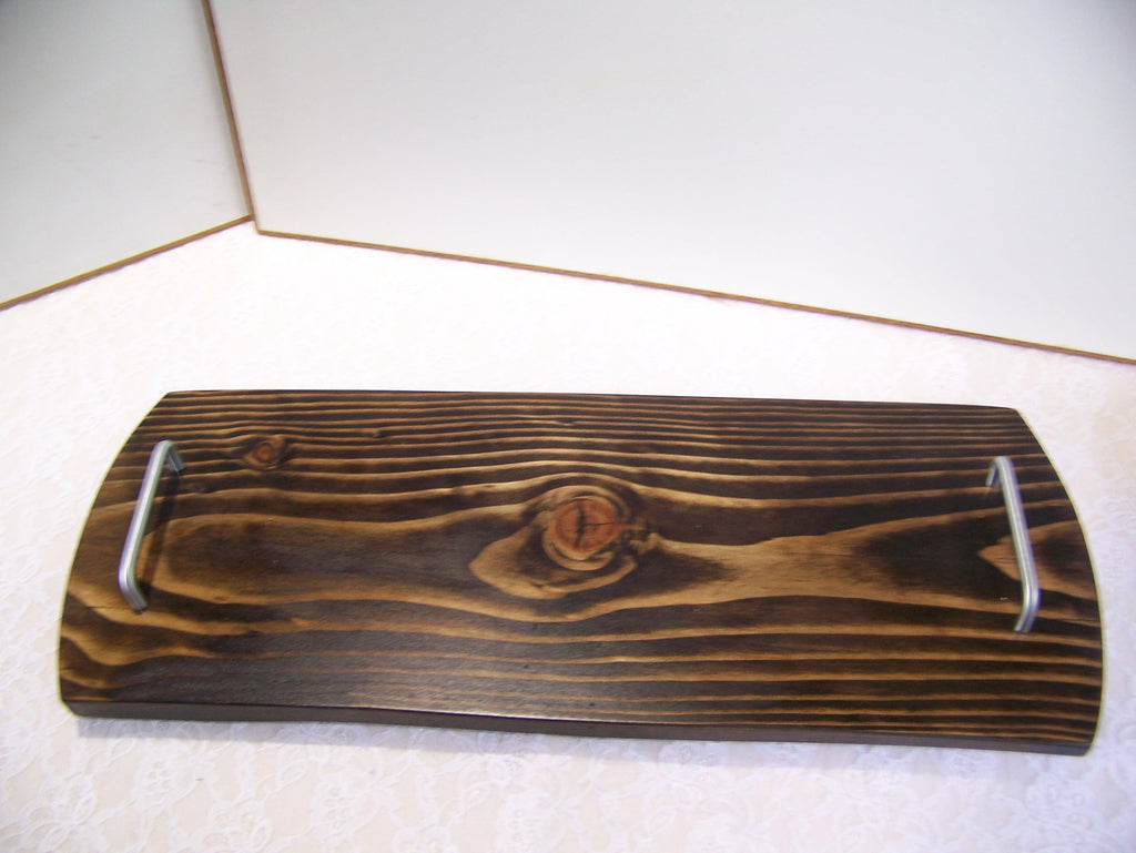 Live Edge Douglas Fir Charcuterie Board with brushed nickel Handles - Dark stain