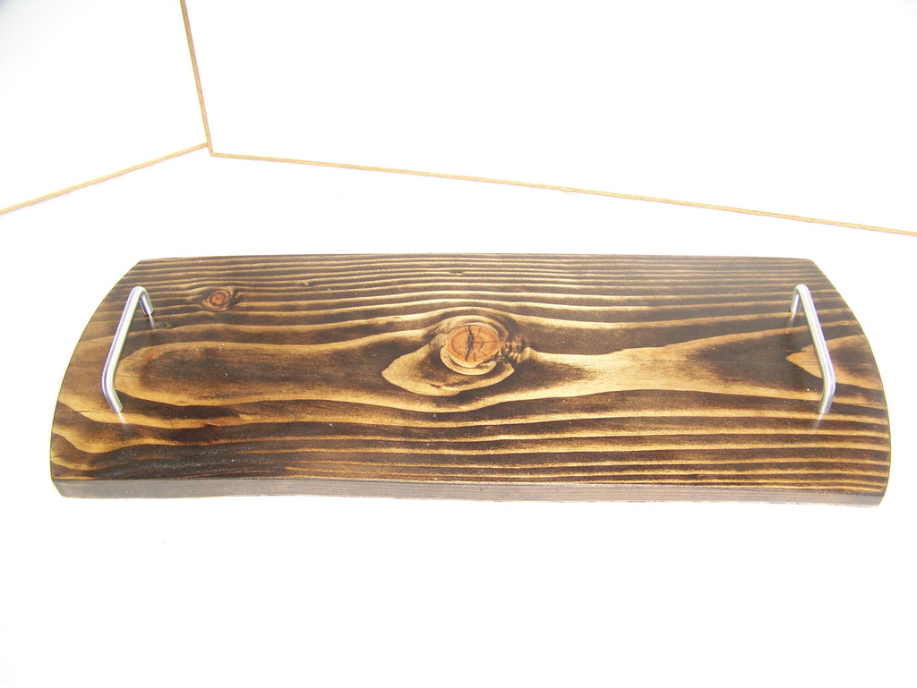 Live Edge Douglas Fir Charcuterie Board with brushed nickel Handles - Dark stain