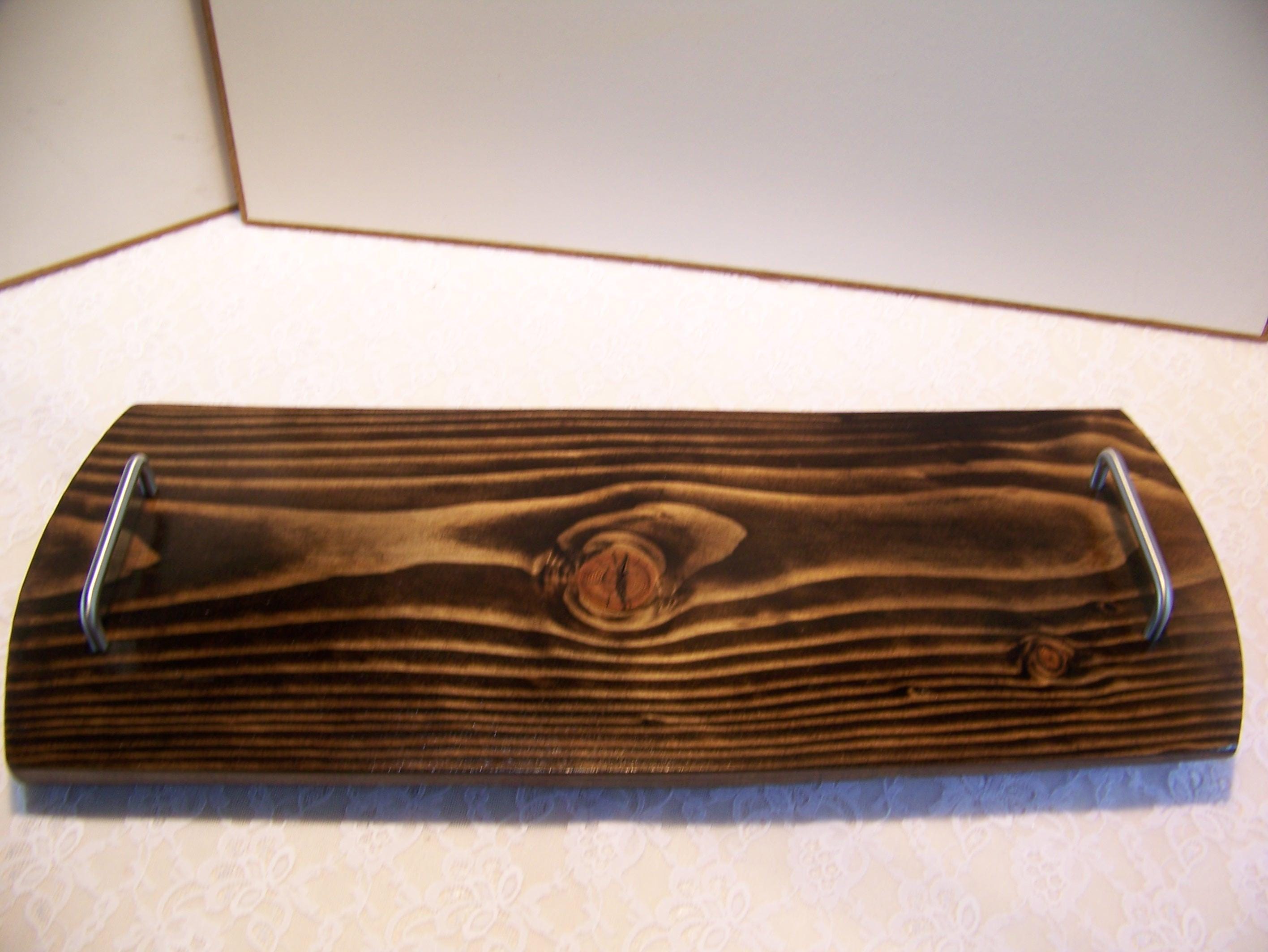 Live Edge Douglas Fir Charcuterie Board with brushed nickel Handles - Dark stain