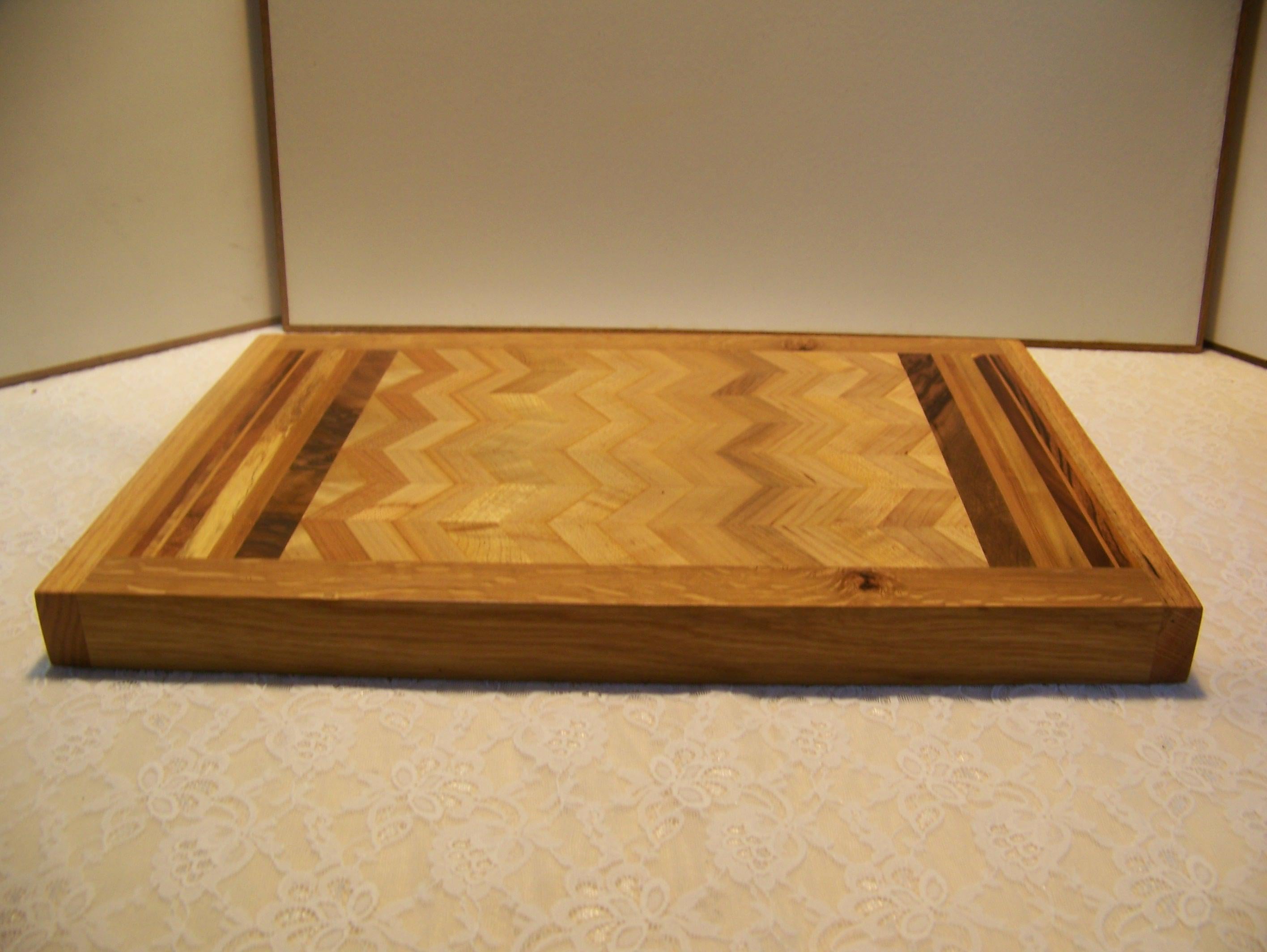 Cutting Board - various hardwoods in a chevron pattern -