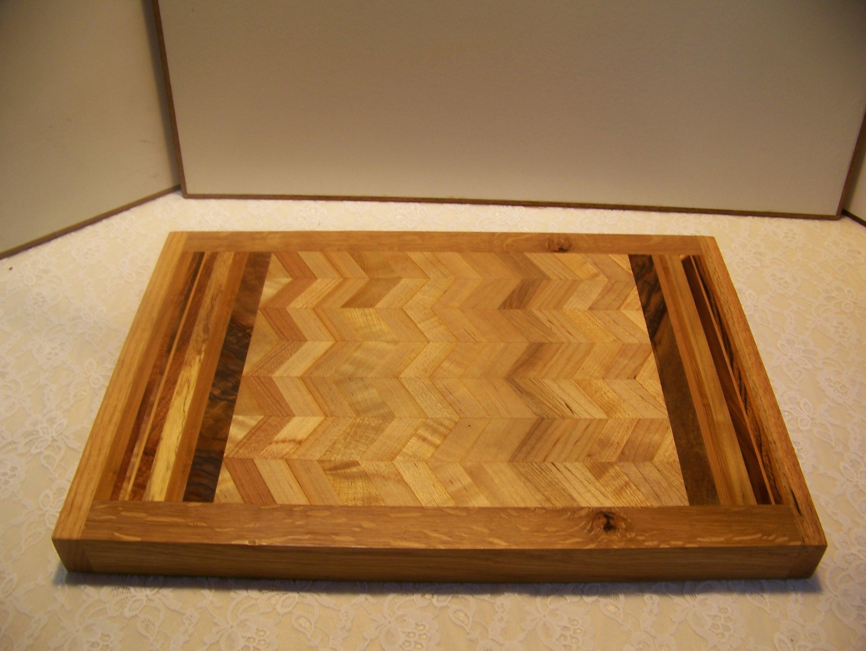 Cutting Board - various hardwoods in a chevron pattern -