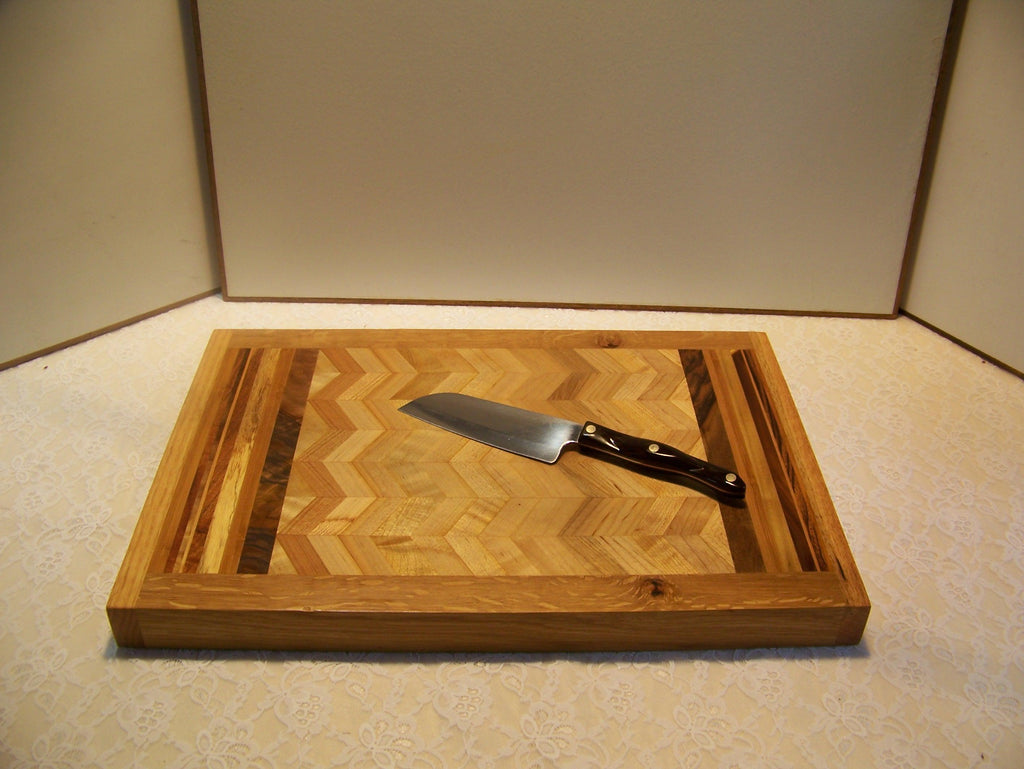 Cutting Board - various hardwoods in a chevron pattern -