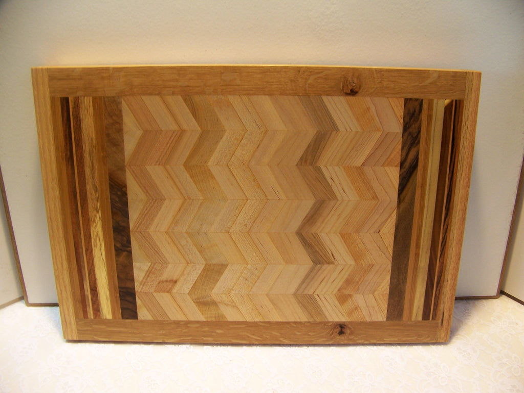 Cutting Board - various hardwoods in a chevron pattern -