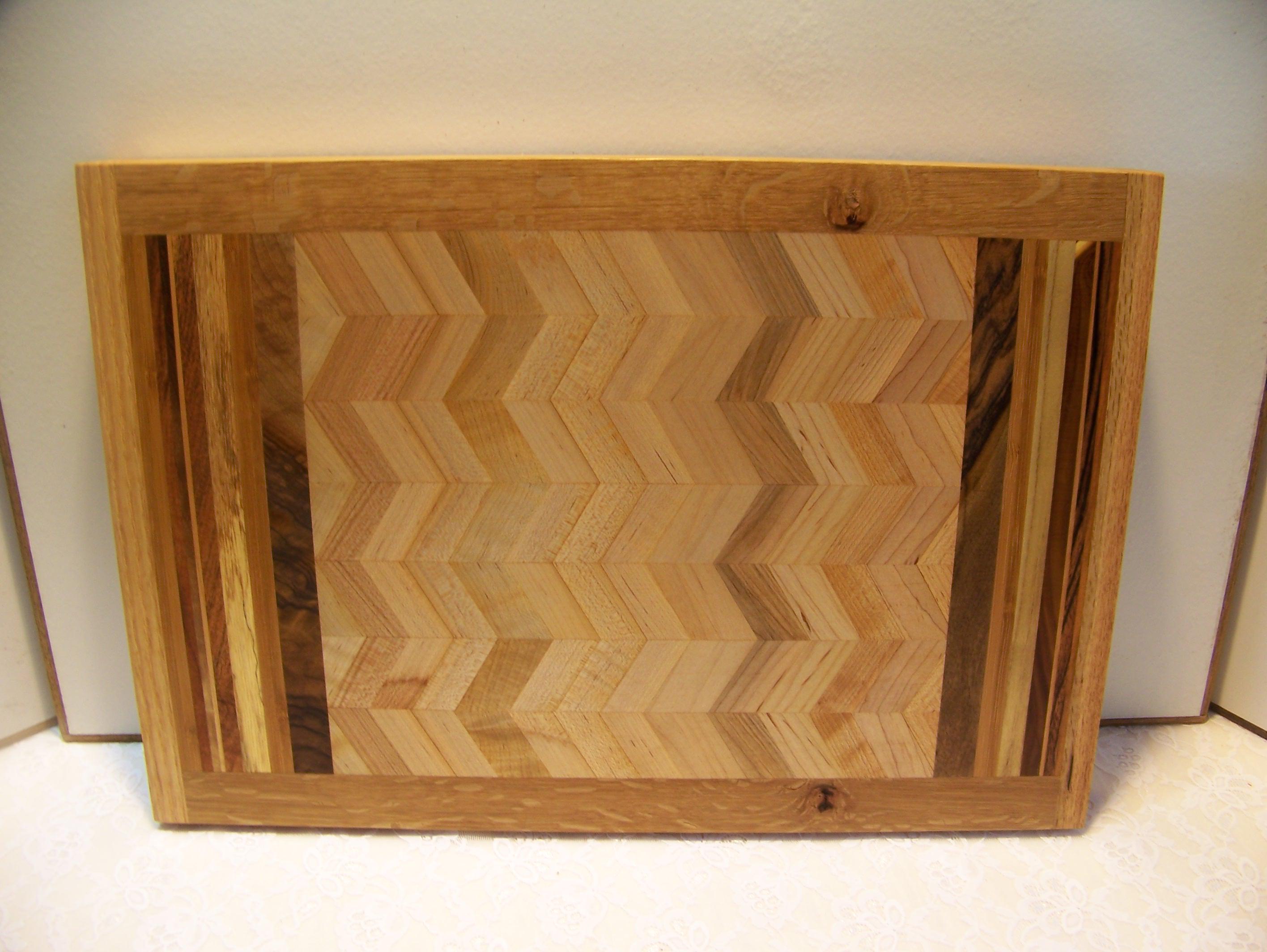Cutting Board - various hardwoods in a chevron pattern -