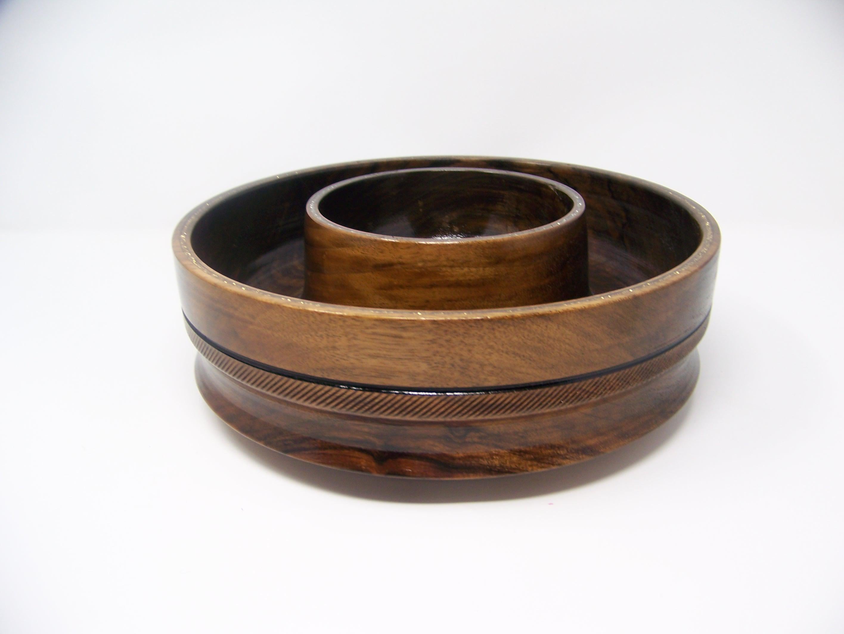 Walnut - Chip and Dip Bowl/Candy Dish - 1 Piece - Lathe Turned