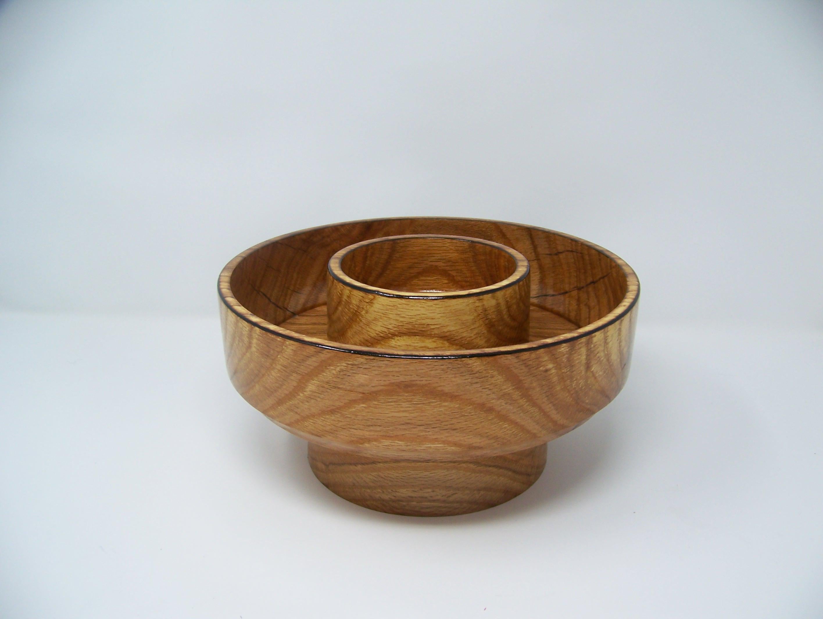 Oak - Chip and Dip/Candy Dish - Lathe Turned - 1 piece