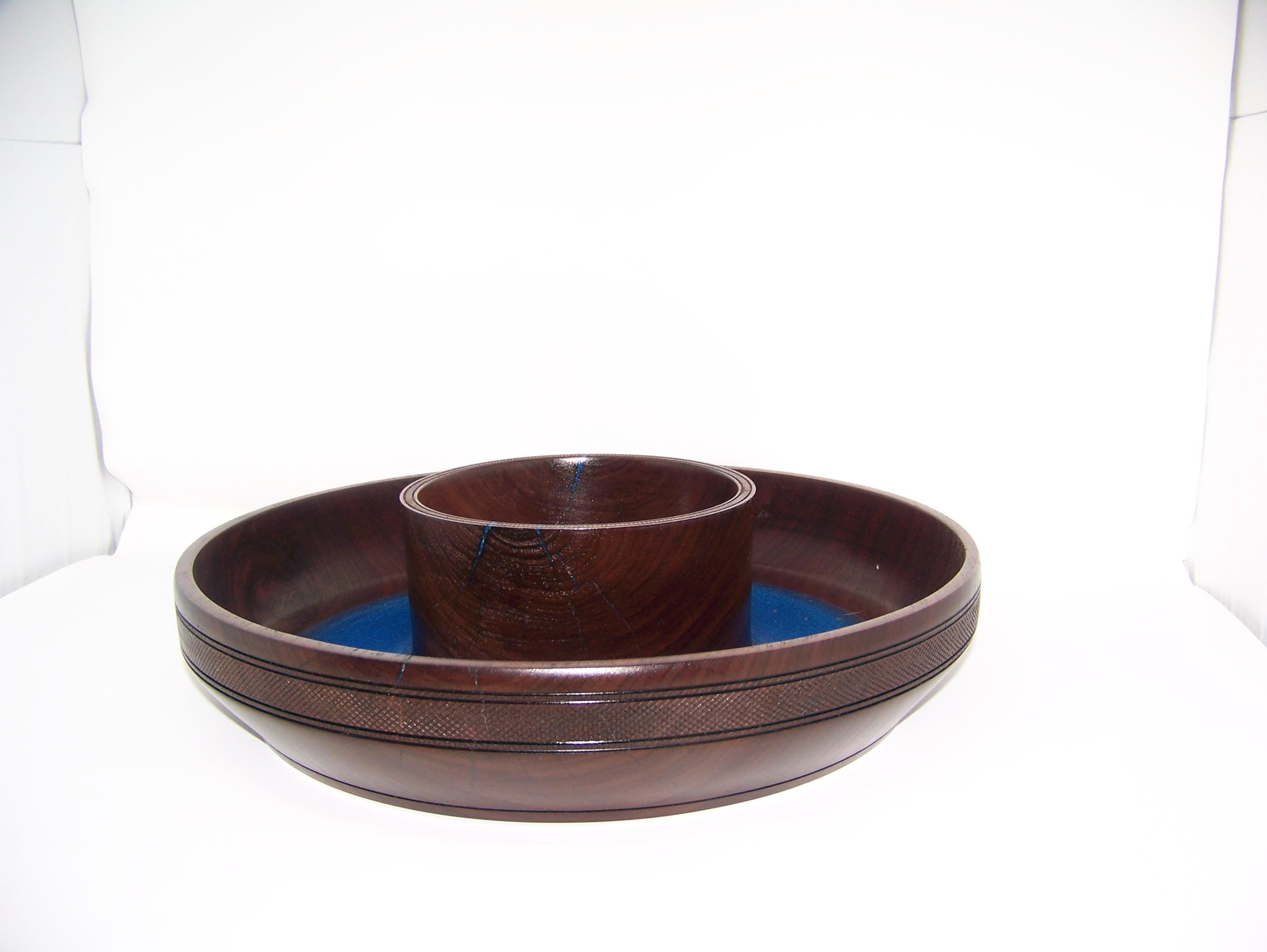 Large Chip and Dip Bowl-Black Walnut - Lathe Turned - 1 piece