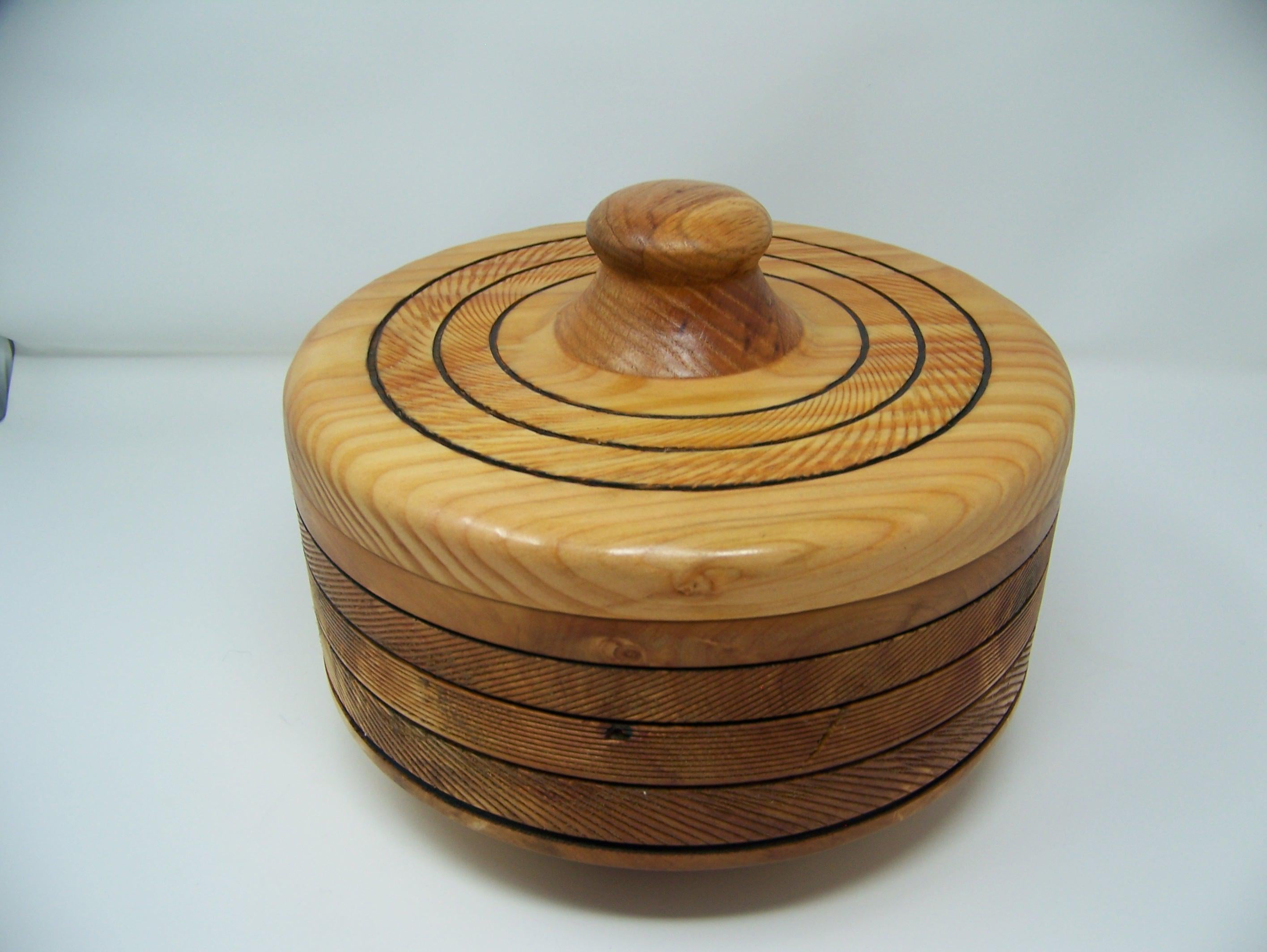 Maple and Douglas Fir Large Covered Bowl with lid and divided separators to divide the bowl.