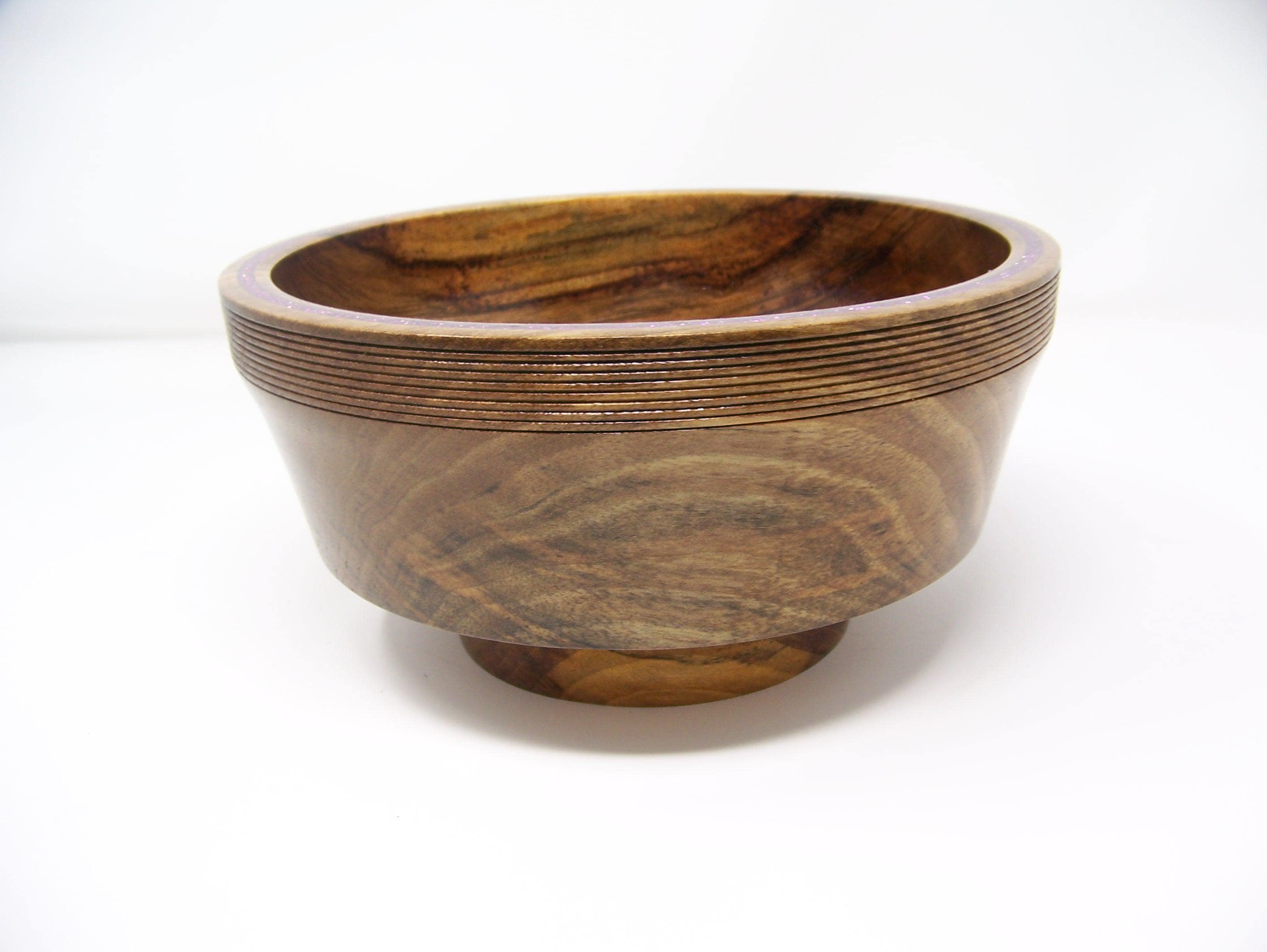 Walnut Bowl with purple epoxy inlaid rim