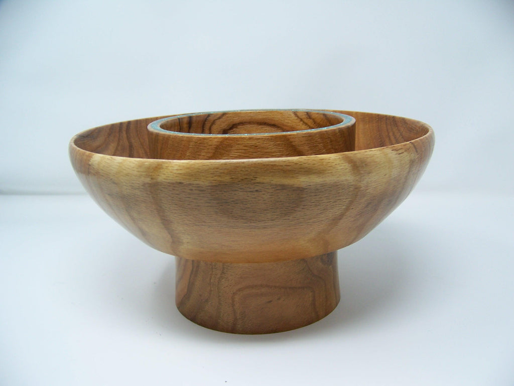 Oak - Chip and Dip Bowl - 2 Tier Bowl - Lathe Turned