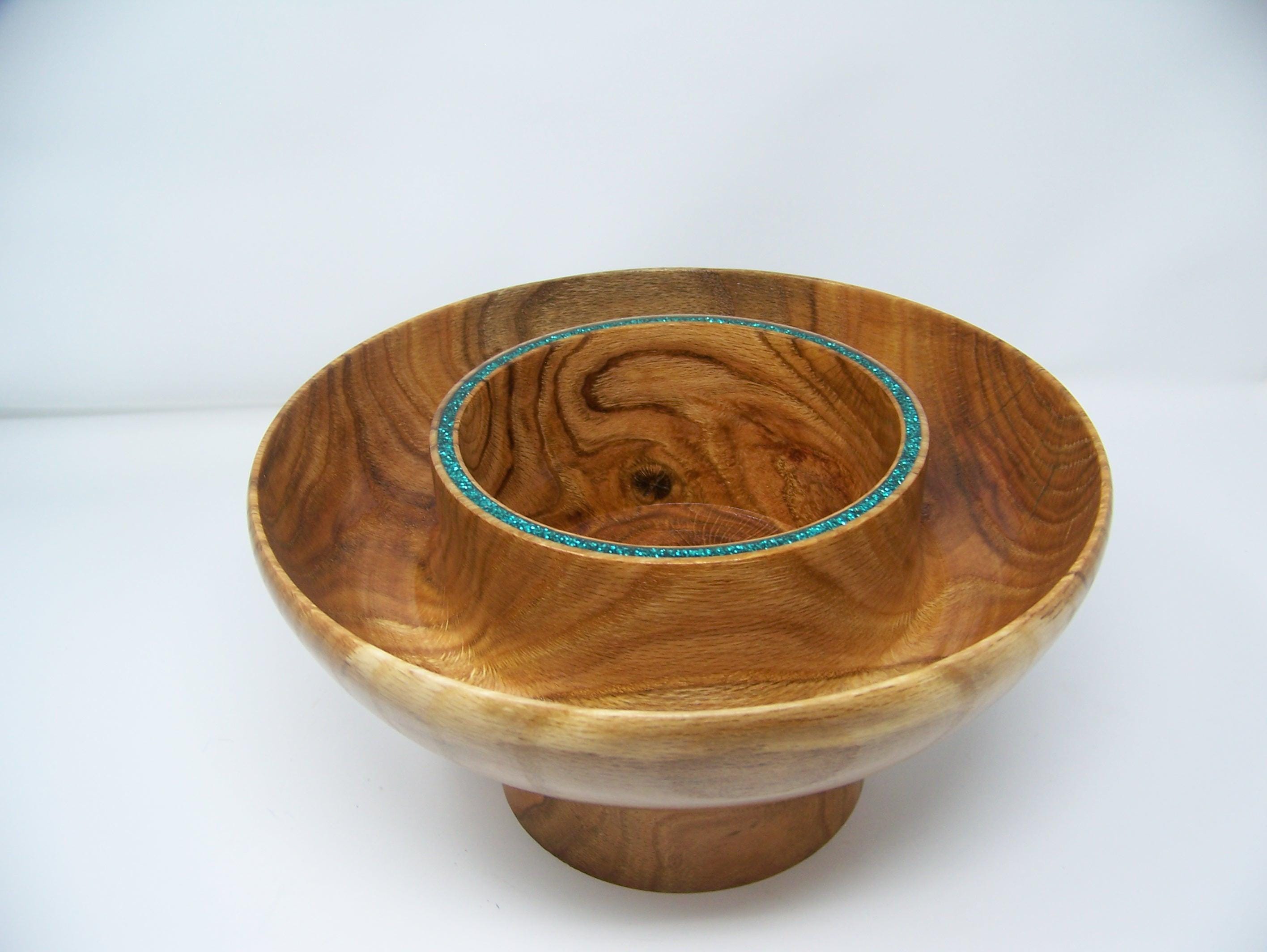 Oak - Chip and Dip Bowl - 2 Tier Bowl - Lathe Turned