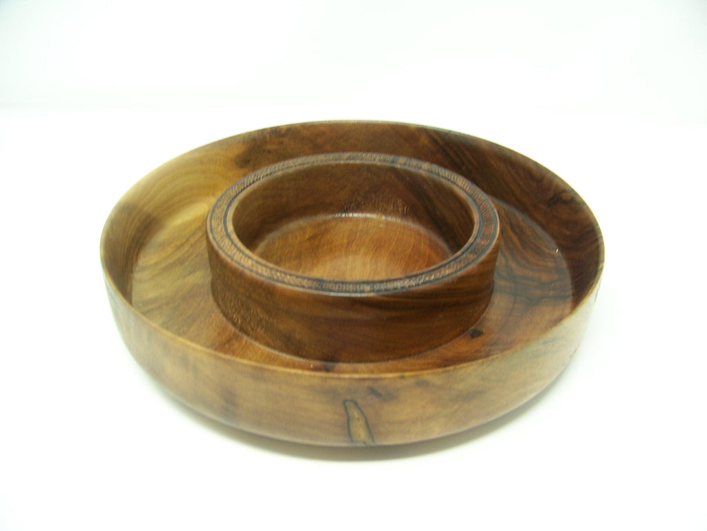 Black Walnut - Chip and Dip Bowl w/Detailing - Candy Dish - Lathe Turned