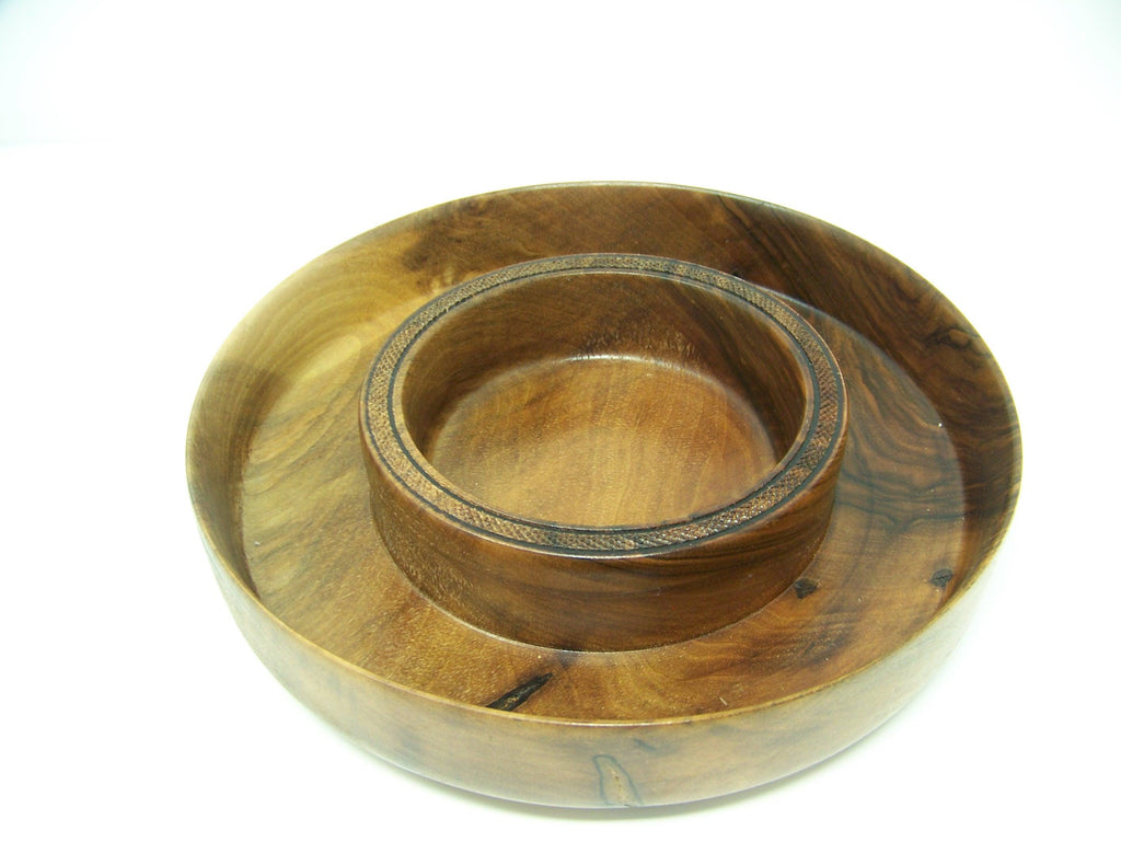 Black Walnut - Chip and Dip Bowl w/Detailing - Candy Dish - Lathe Turned