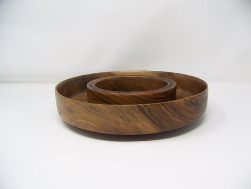 Black Walnut - Chip and Dip Bowl w/Detailing - Candy Dish - Lathe Turned