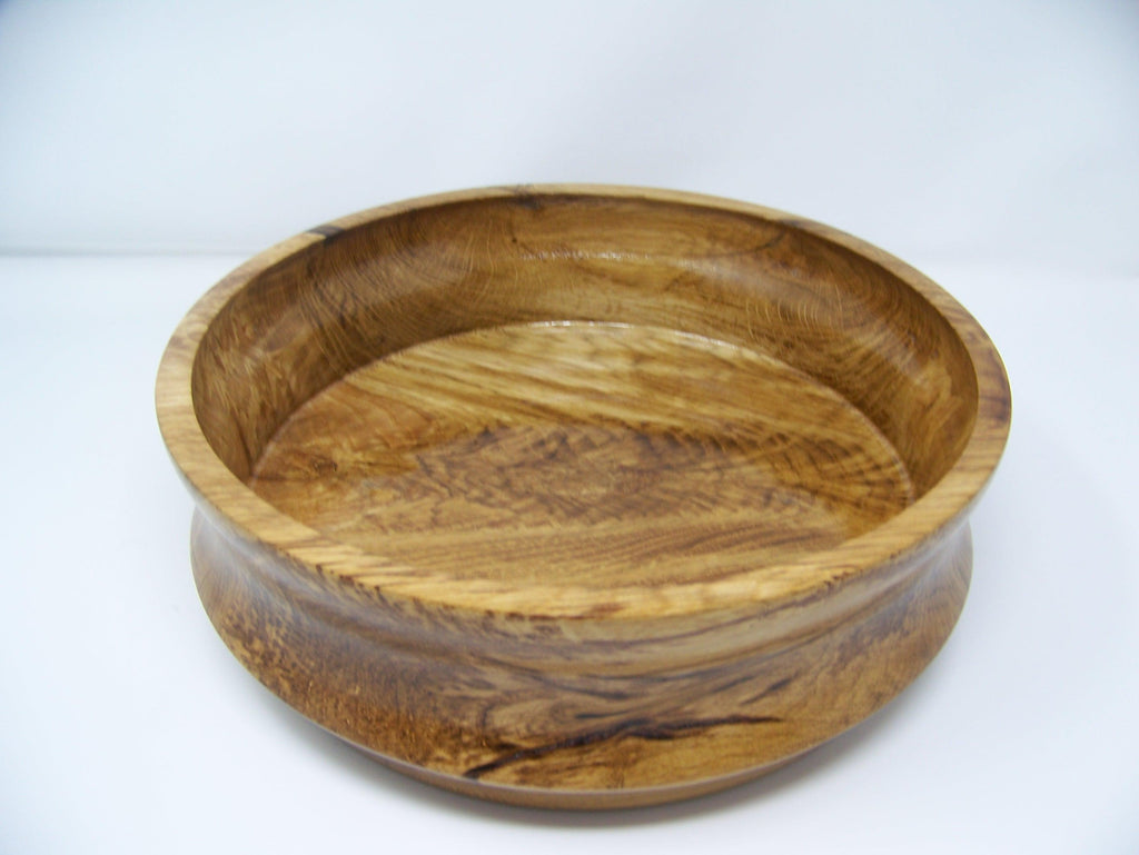 Oak Bowl - Large Lathe Turned Oak Bowl.  Beautiful Grain - Heavy Bowl