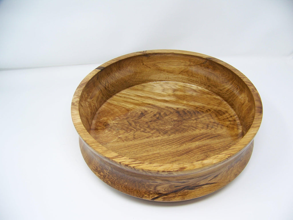 Oak Bowl - Large Lathe Turned Oak Bowl.  Beautiful Grain - Heavy Bowl