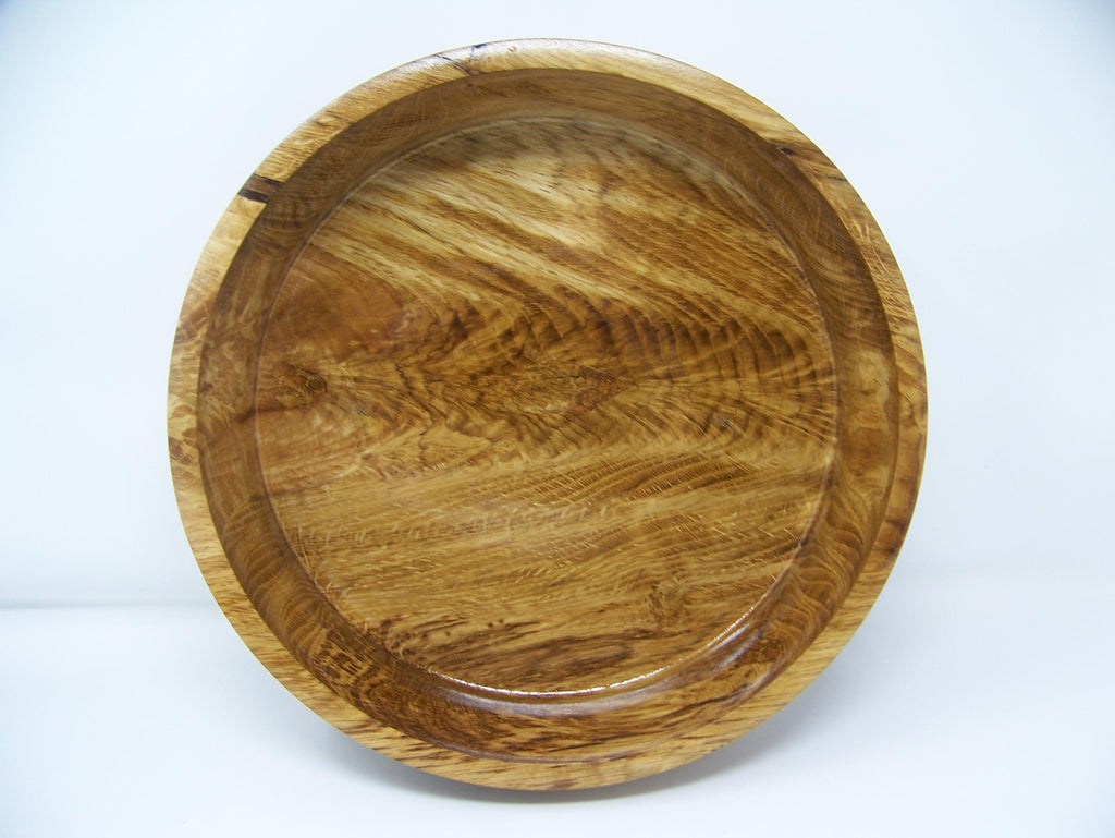 Oak Bowl - Large Lathe Turned Oak Bowl.  Beautiful Grain - Heavy Bowl
