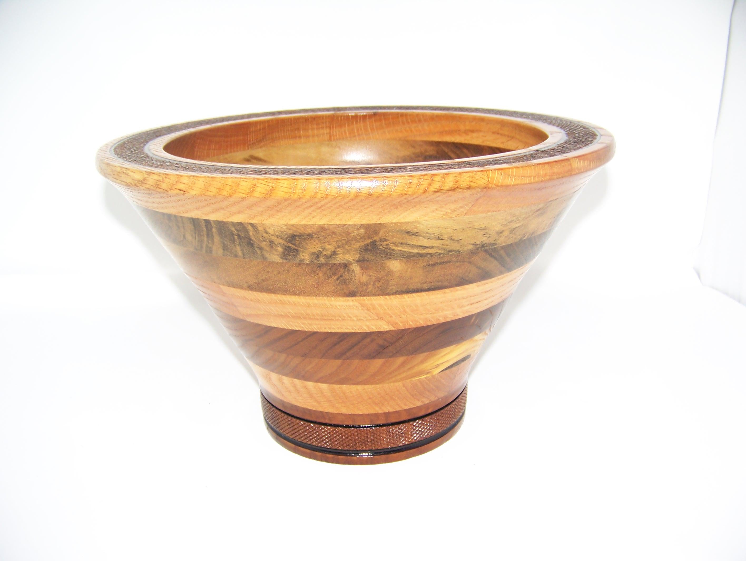 Super(large) Bowl w/Detailing - Oak, Russian Olive, Walnut - unique Bowl - Lathe Turned