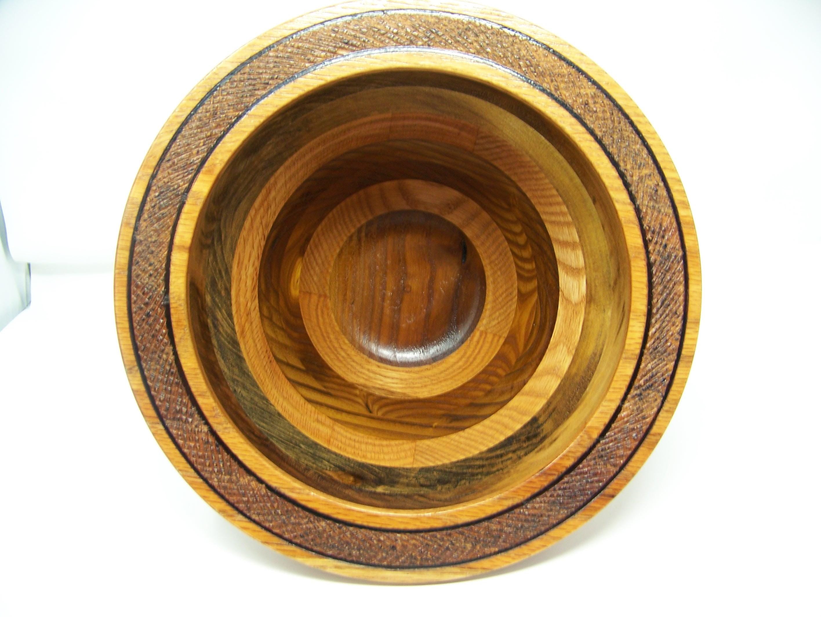 Super(large) Bowl w/Detailing - Oak, Russian Olive, Walnut - unique Bowl - Lathe Turned