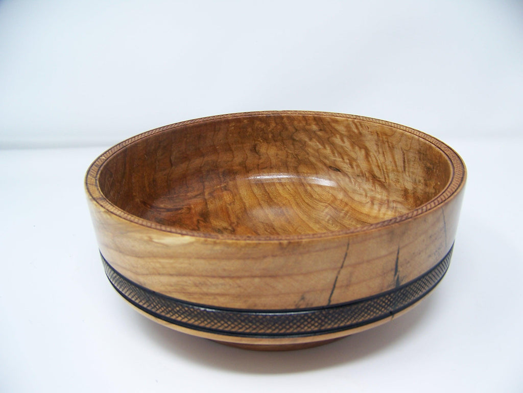 Maple Salad Bowl w/Detailing - Food Safe - Lathe Turned