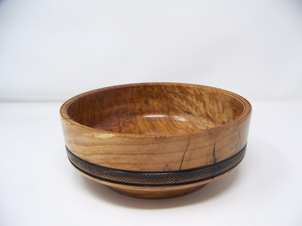 Maple Salad Bowl w/Detailing - Food Safe - Lathe Turned