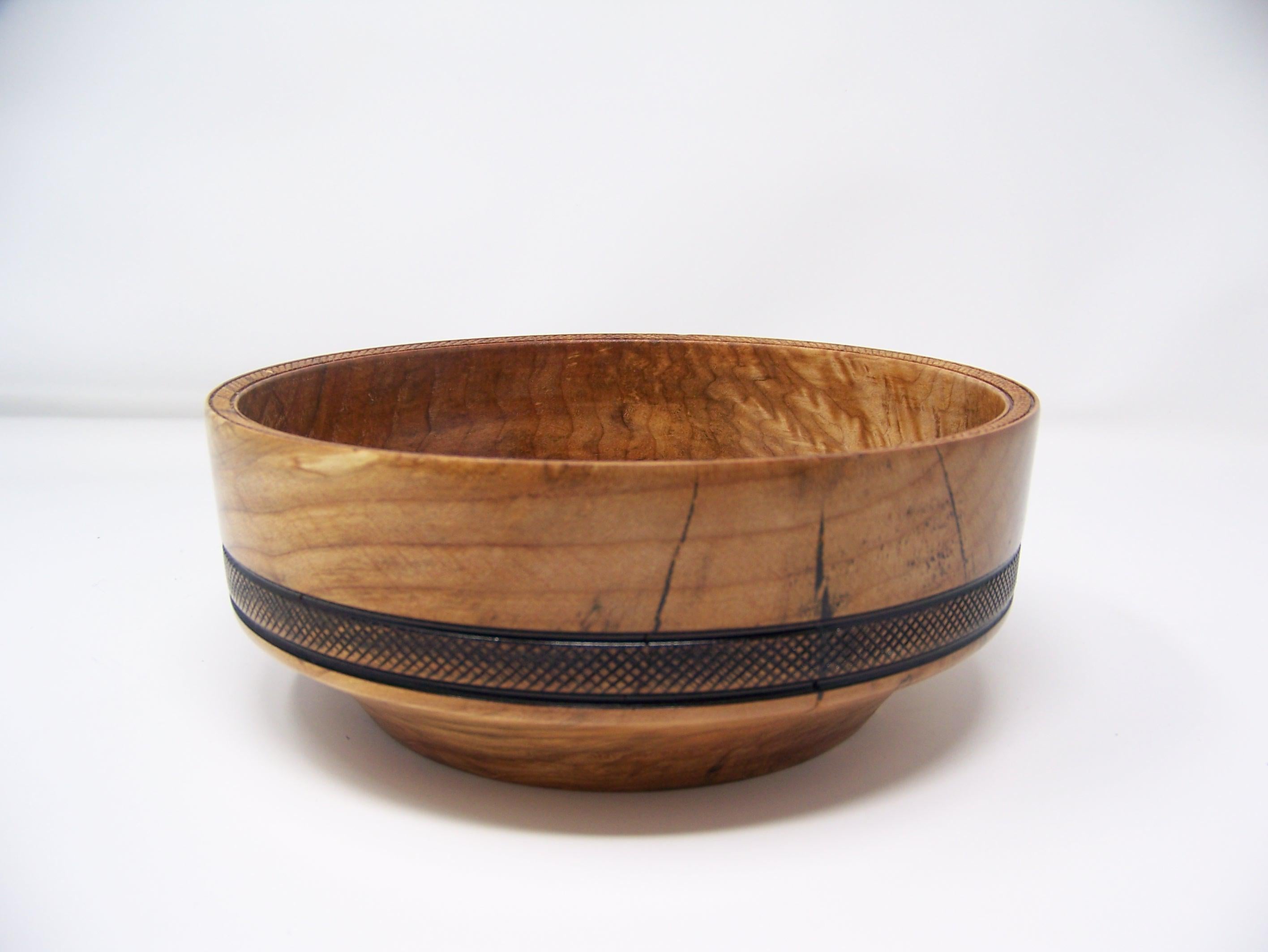 Maple Salad Bowl w/Detailing - Food Safe - Lathe Turned