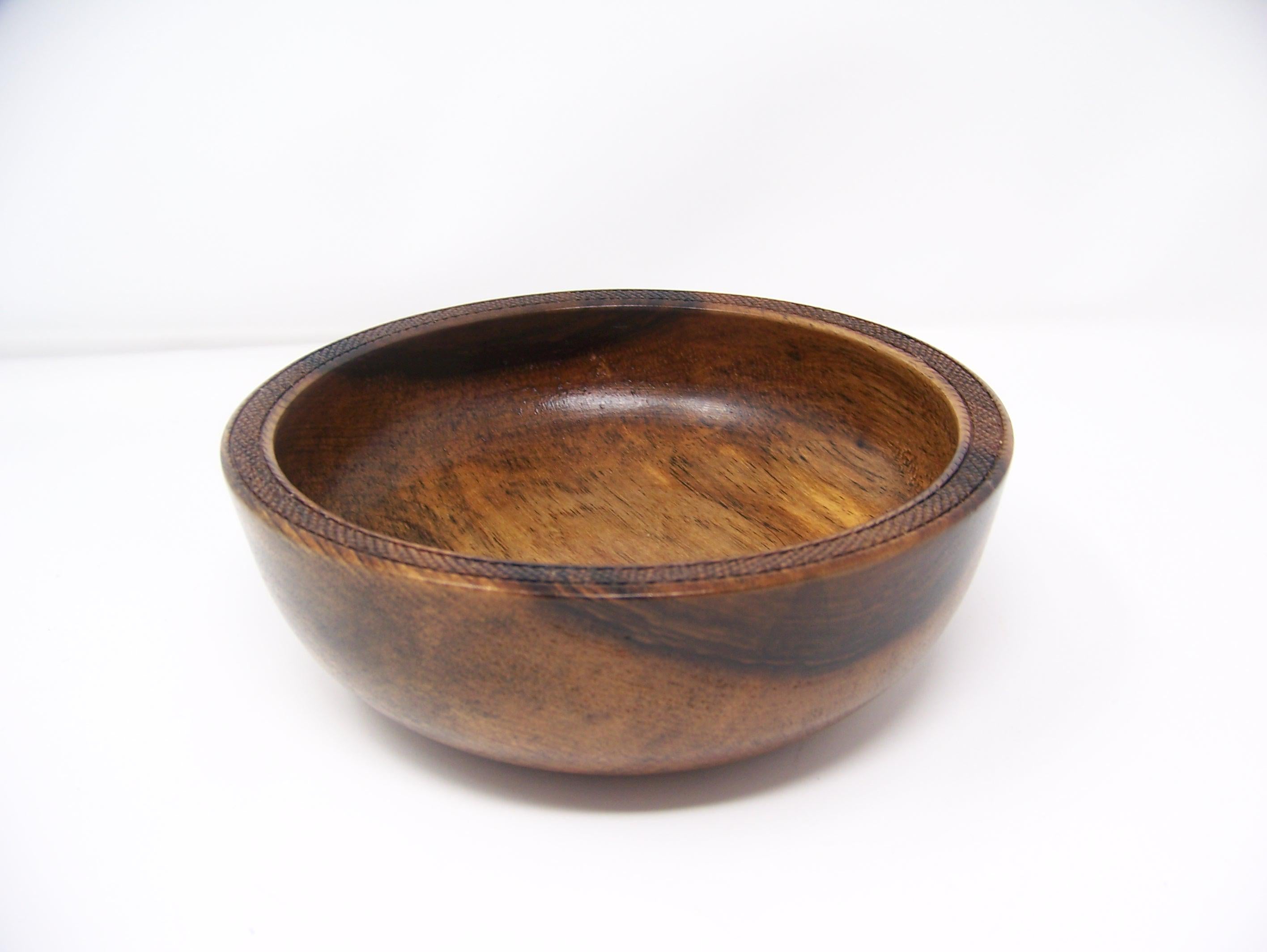 Black Walnut Bowl w/Detailing - Lathe Turned