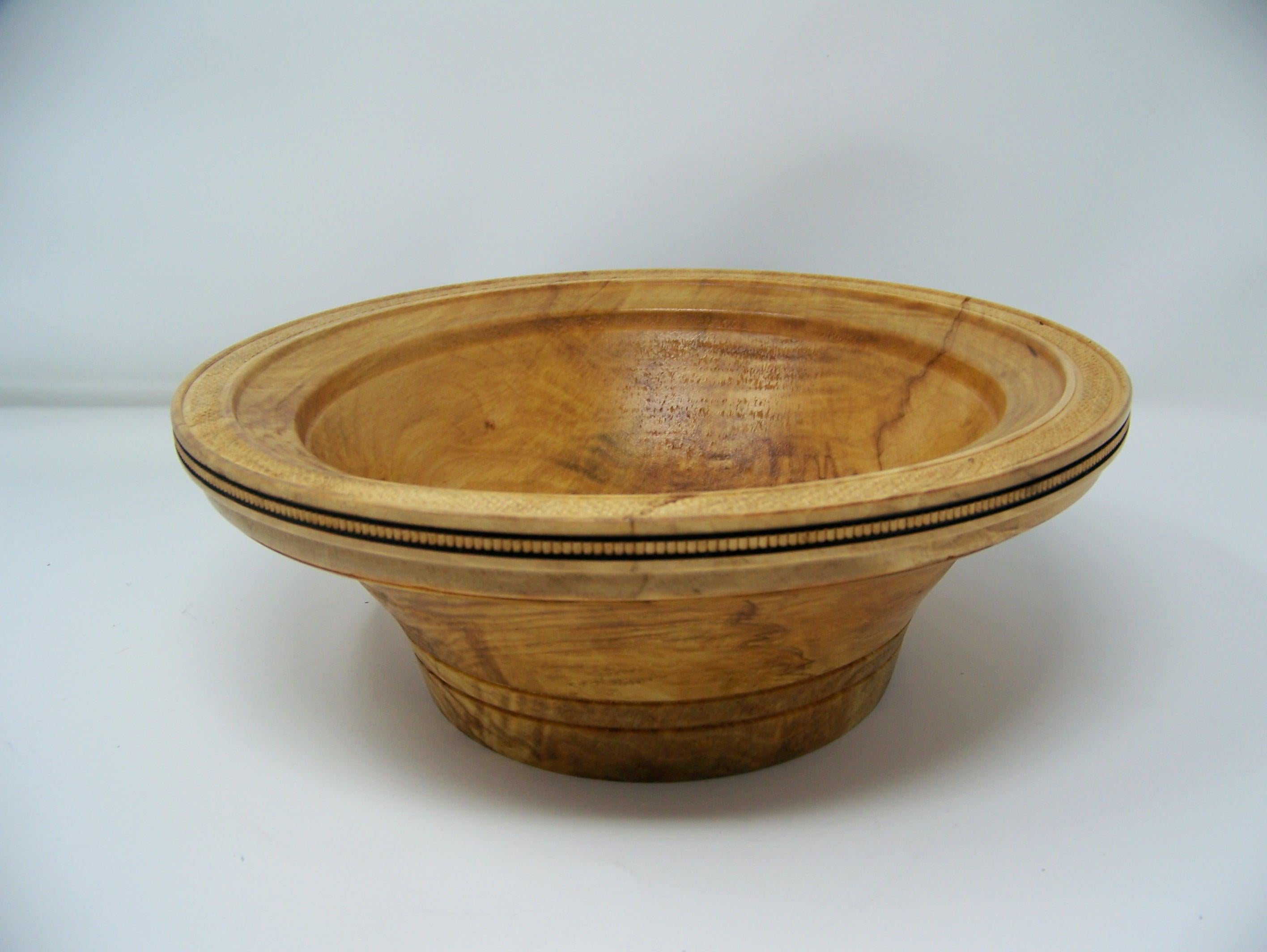 Maple Fruit Bowl - engraved with design around rim - lathe turned