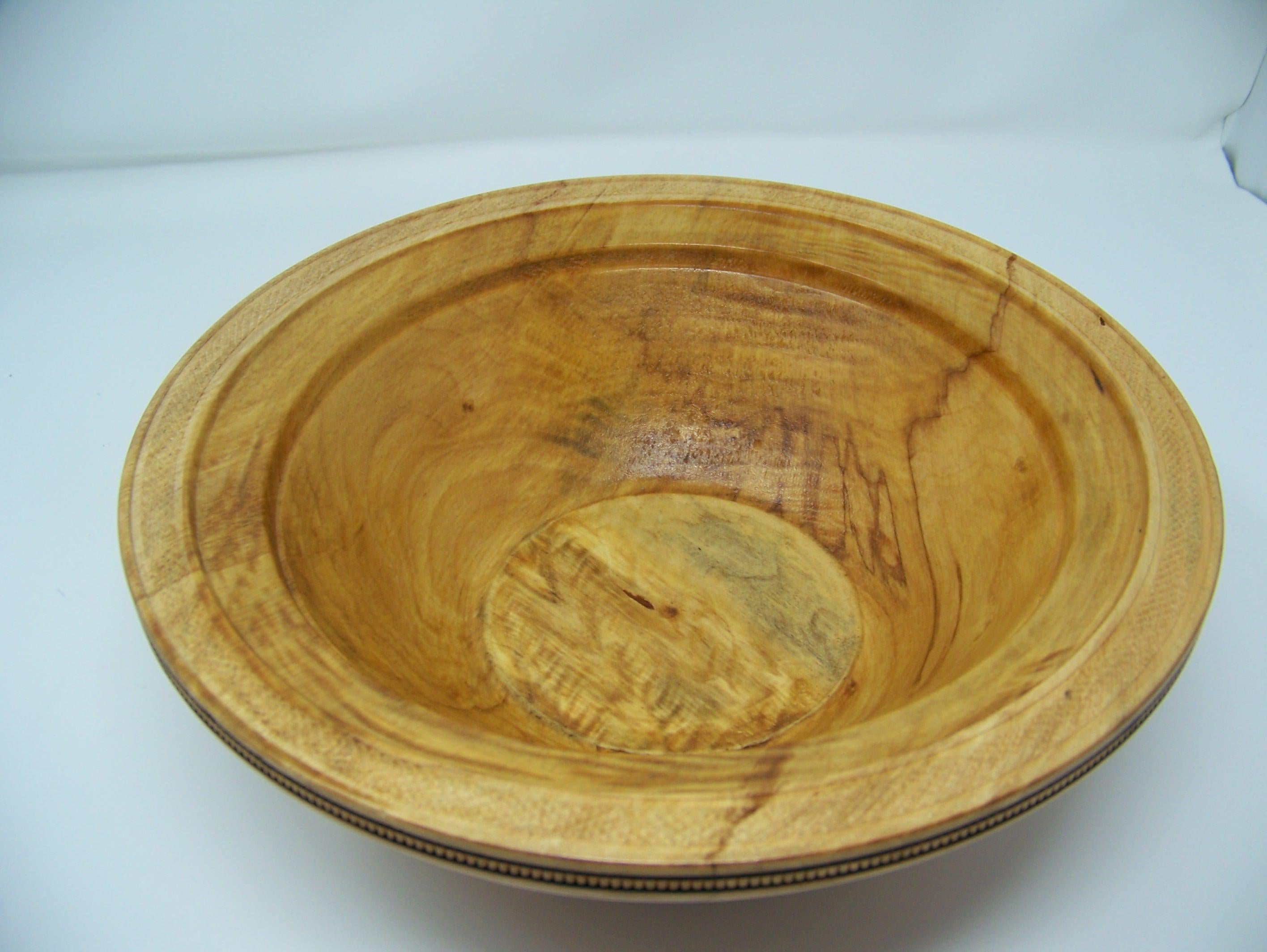 Maple Fruit Bowl - engraved with design around rim - lathe turned