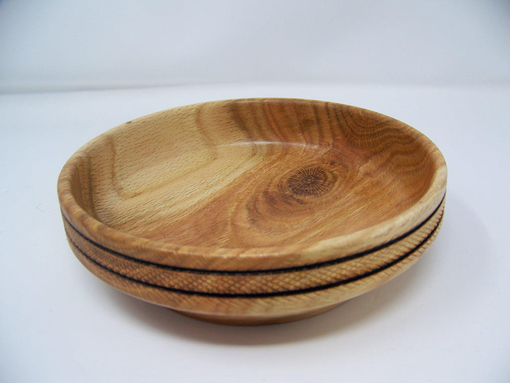 Oak Bowl w/Detailing, Lathe Turned