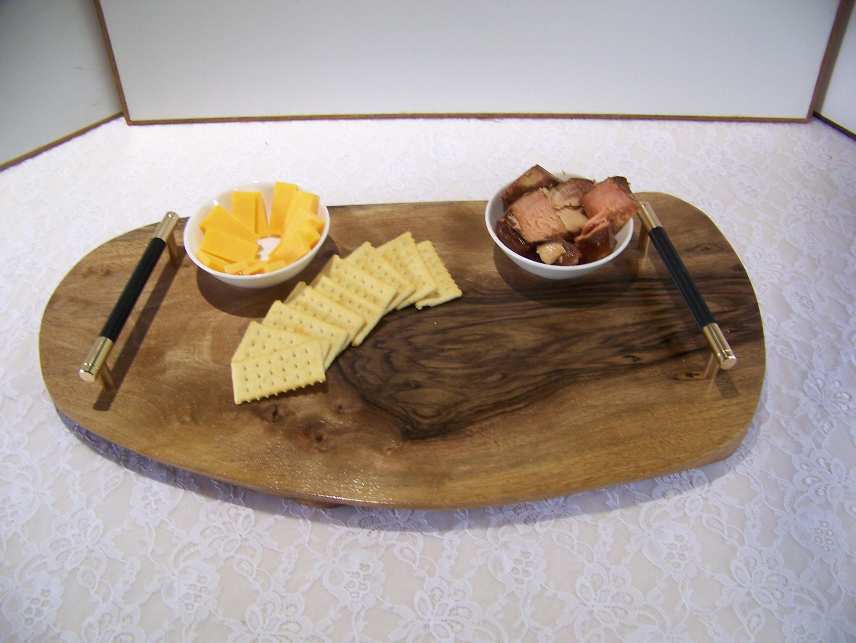Live Edge Walnut Charcuterie Board - with handles.