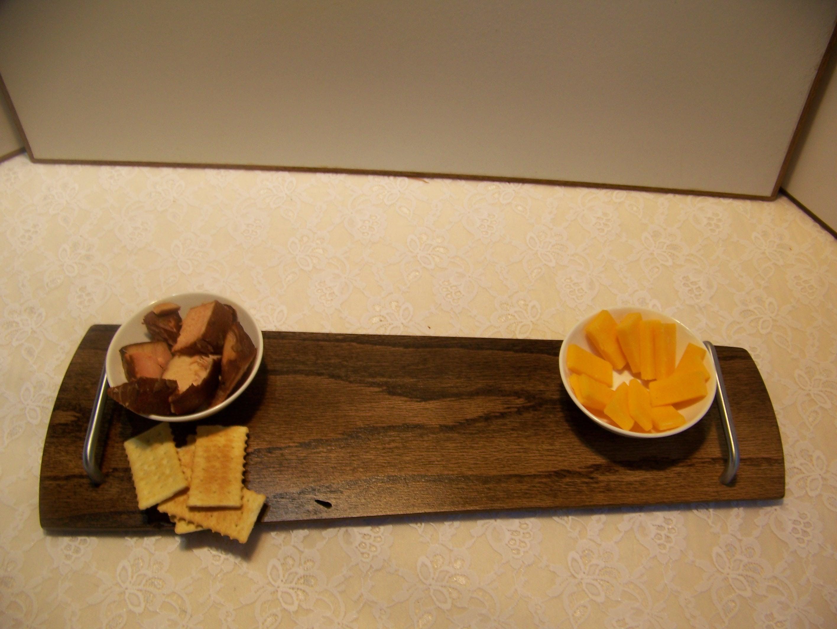 Live Edge Oak Charcuterie Board with handles