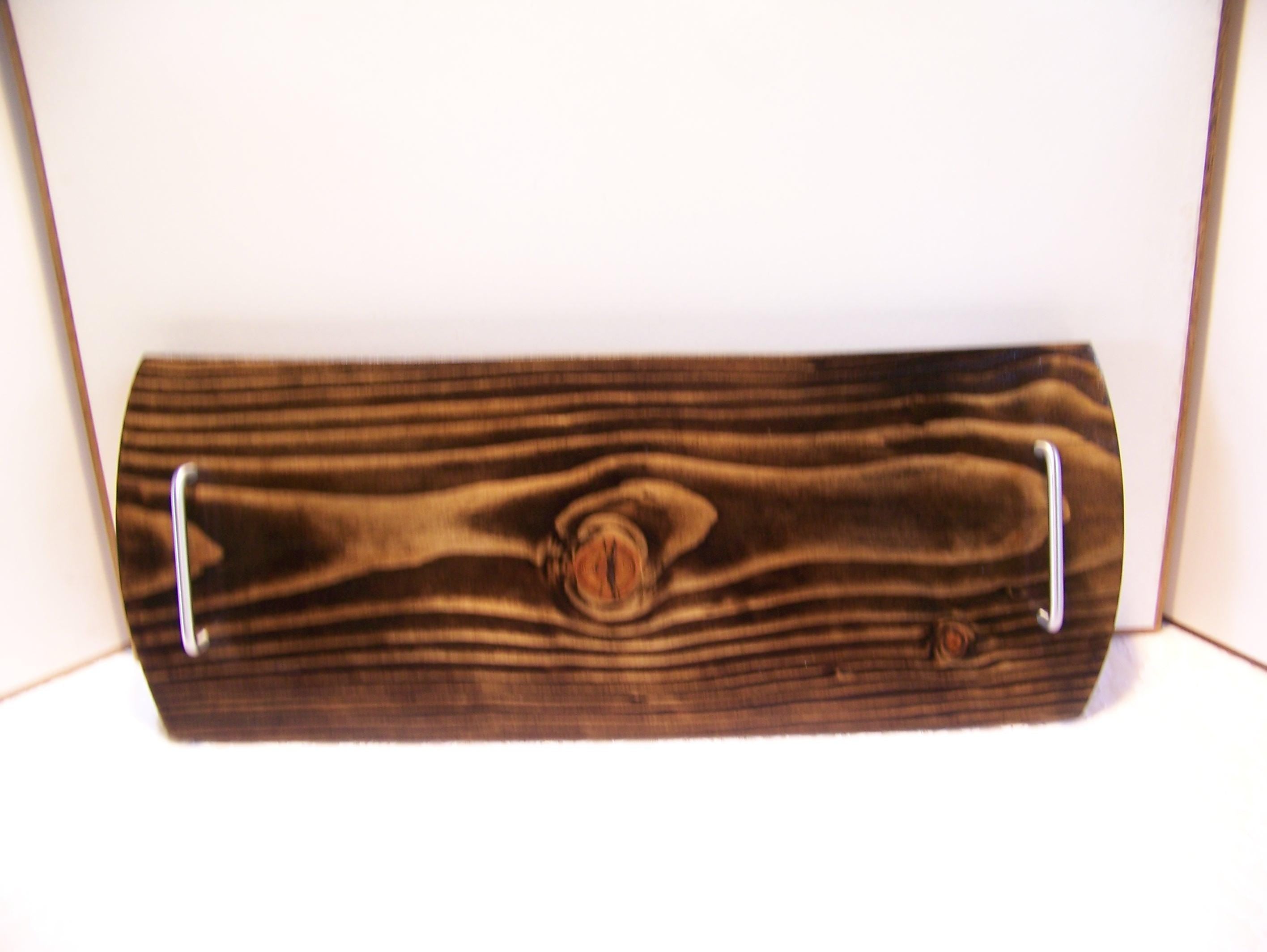 Live Edge Douglas Fir Charcuterie Board with brushed nickel Handles - Dark stain