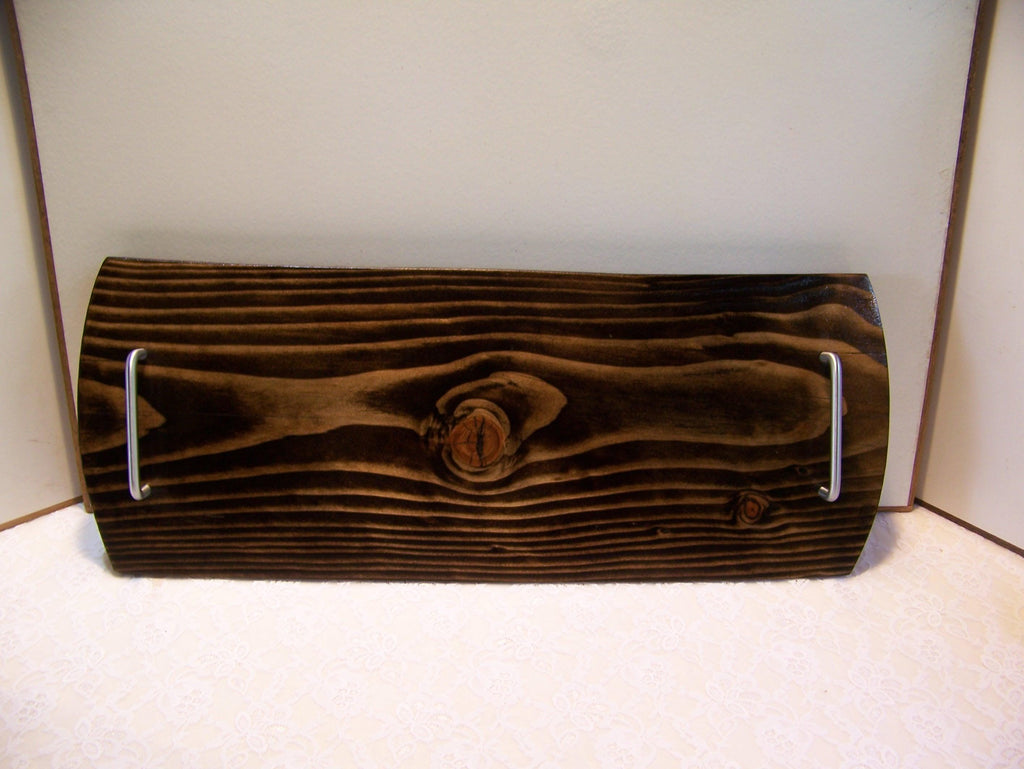 Live Edge Douglas Fir Charcuterie Board with brushed nickel Handles - Dark stain