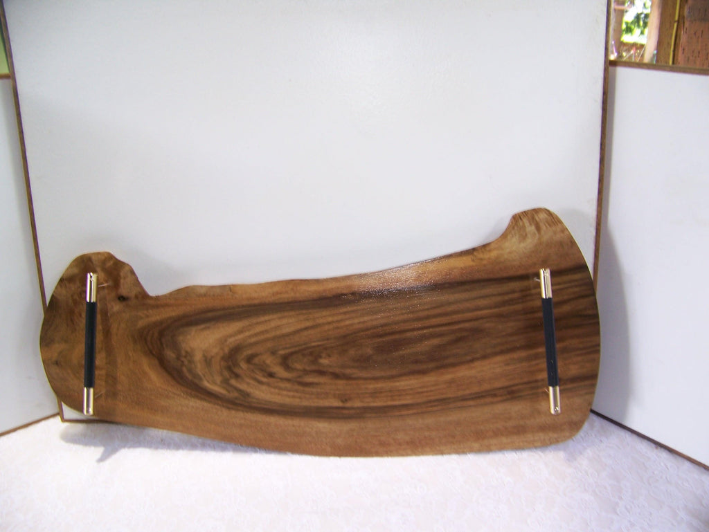 Live Edge Walnut Charcuterie Board with Brass/Black Knurled Handles
