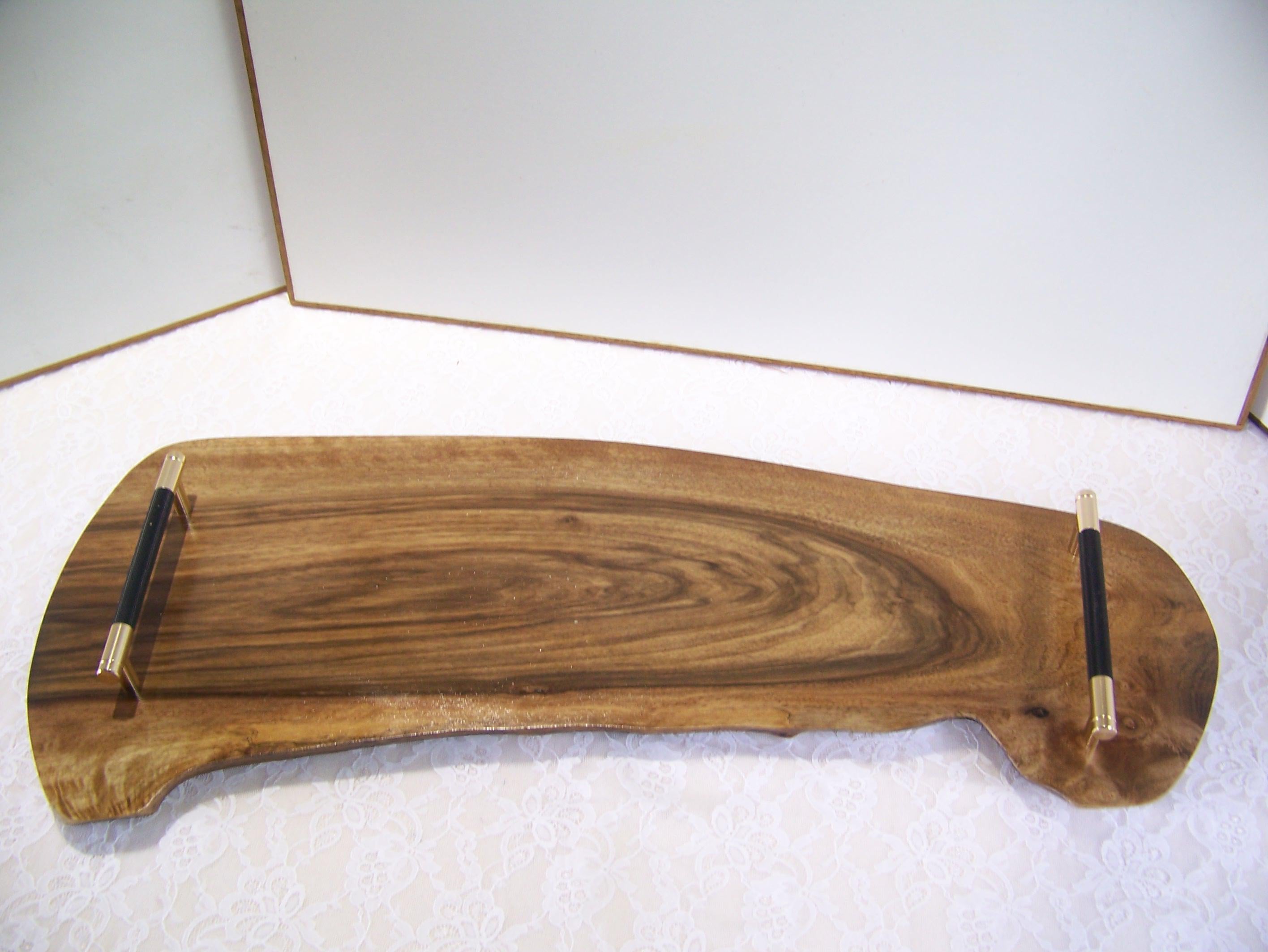 Live Edge Walnut Charcuterie Board with Brass/Black Knurled Handles