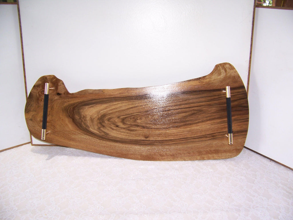Live Edge Walnut Charcuterie Board with Brass/Black Knurled Handles