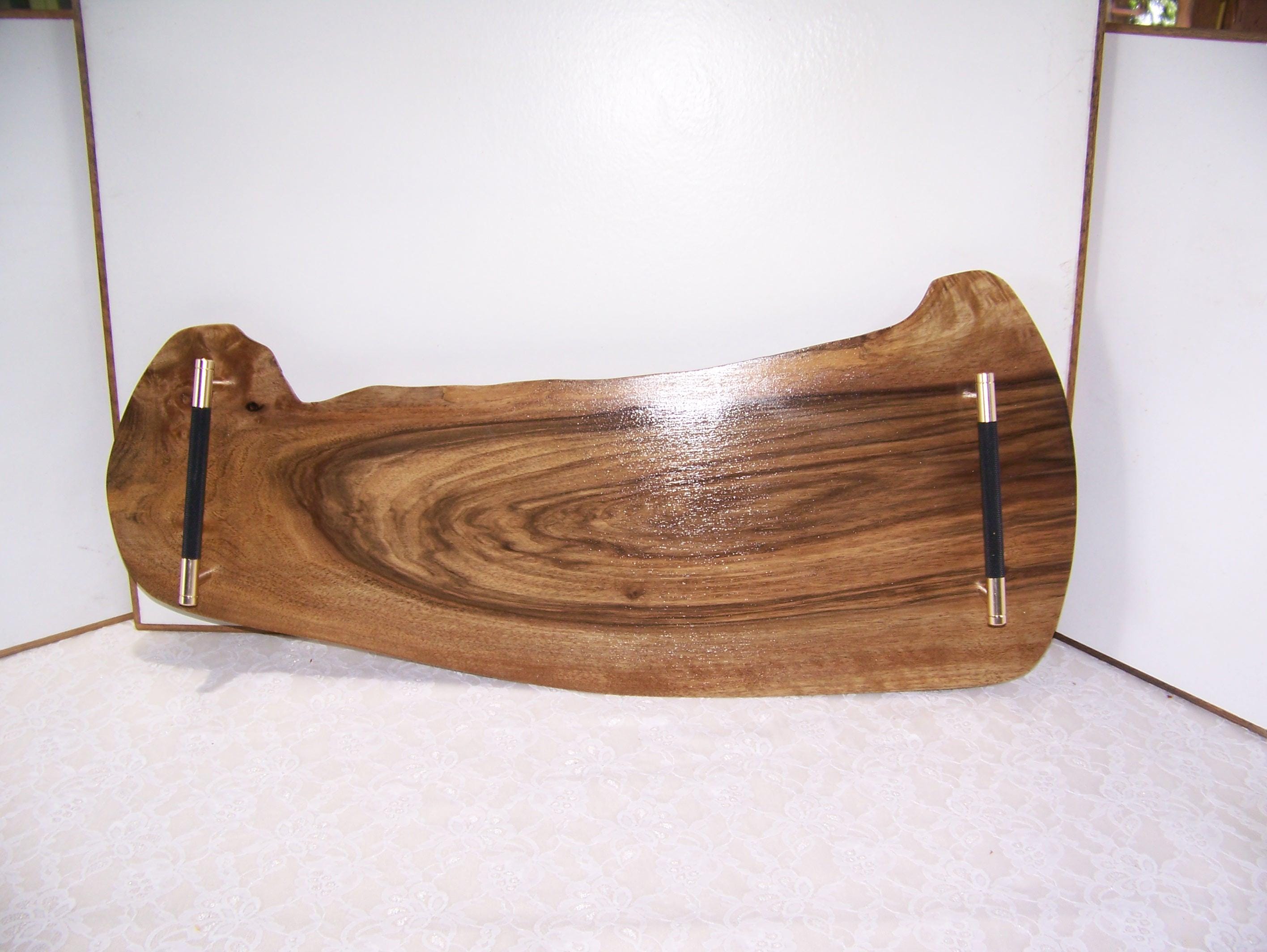 Live Edge Walnut Charcuterie Board with Brass/Black Knurled Handles