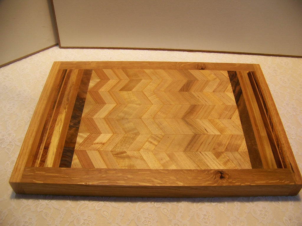 Cutting Board - various hardwoods in a chevron pattern -
