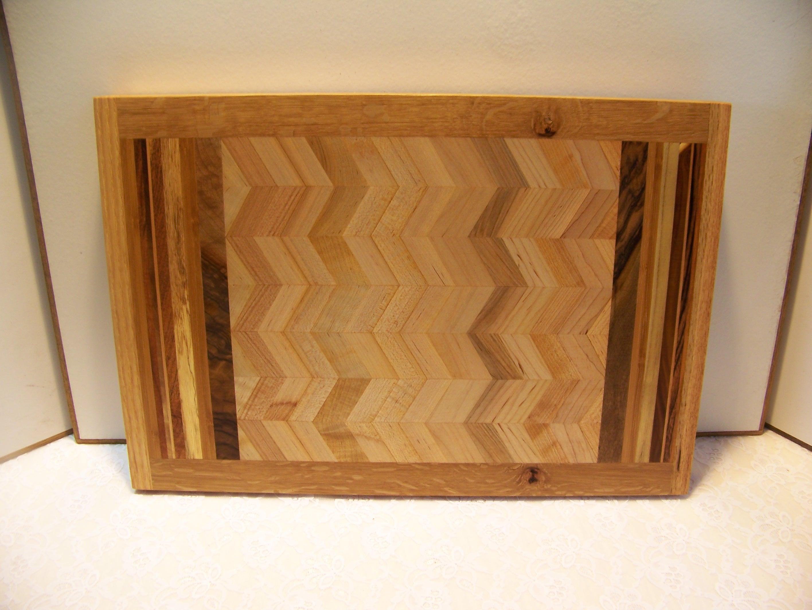 Cutting Board - various hardwoods in a chevron pattern -