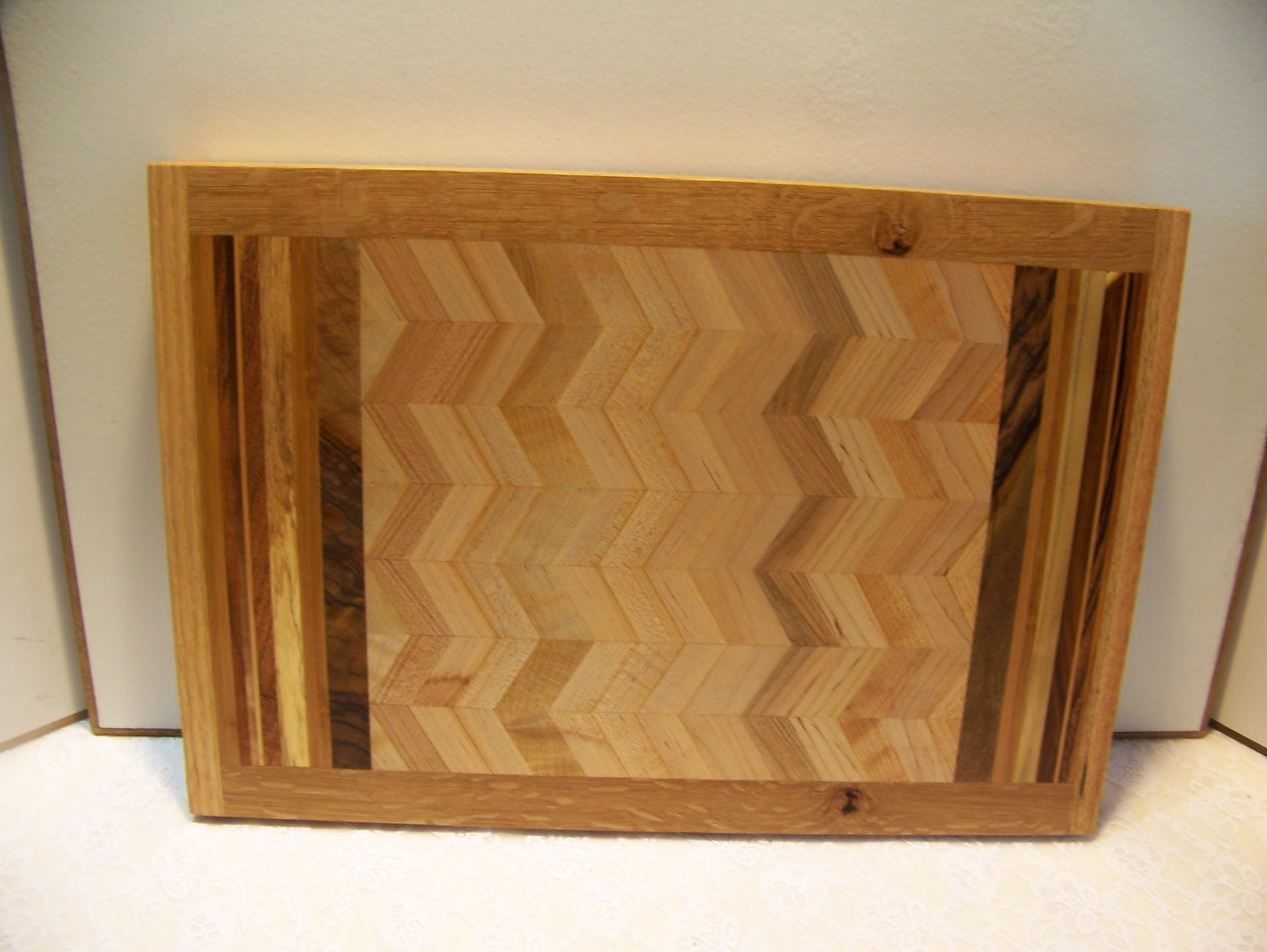 Cutting Board - various hardwoods in a chevron pattern -