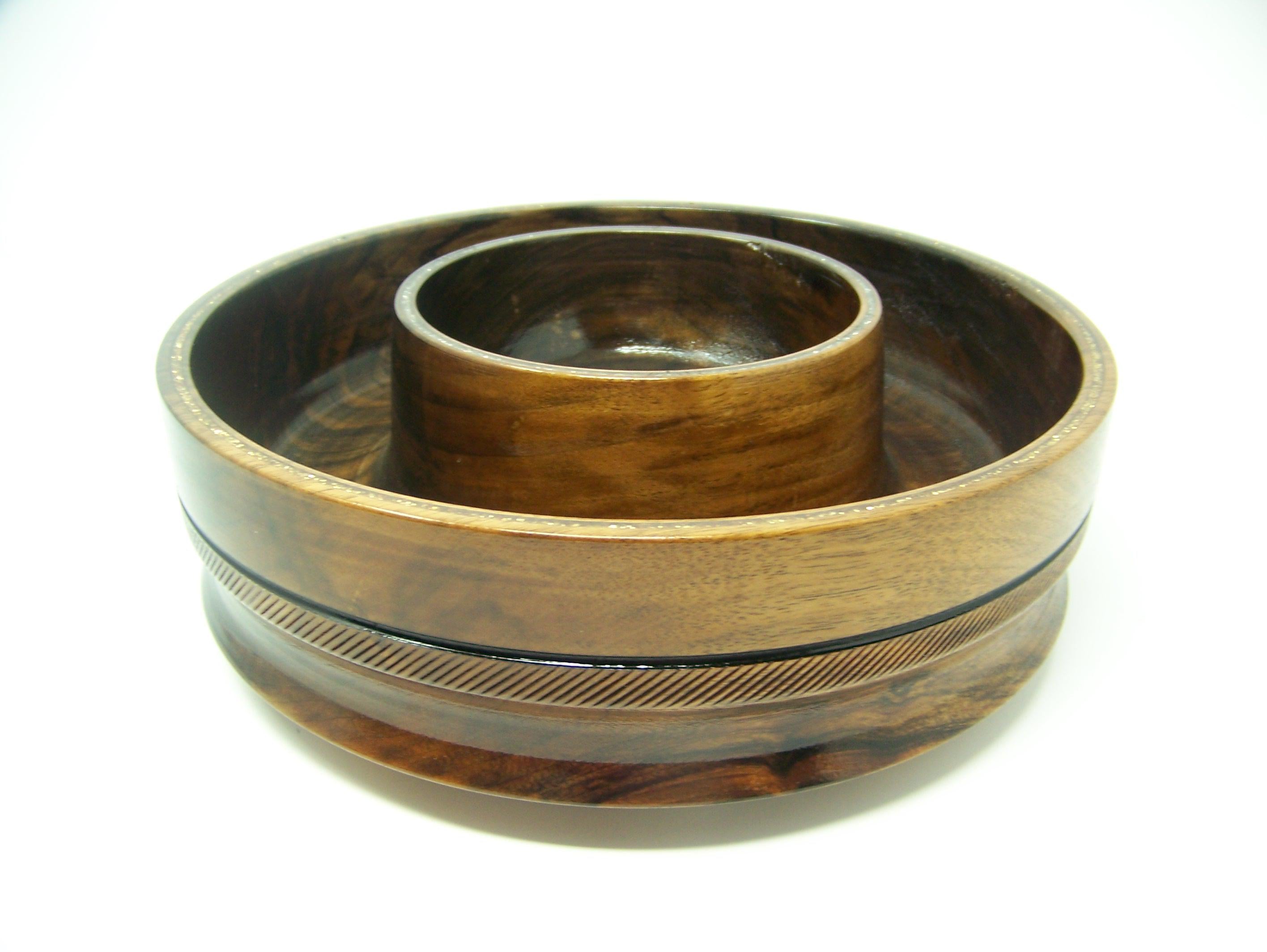 Walnut - Chip and Dip Bowl/Candy Dish - 1 Piece - Lathe Turned