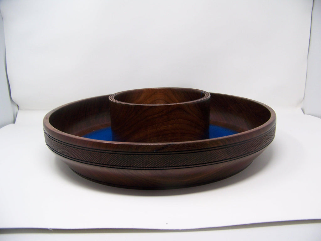 Large Chip and Dip Bowl-Black Walnut - Lathe Turned - 1 piece