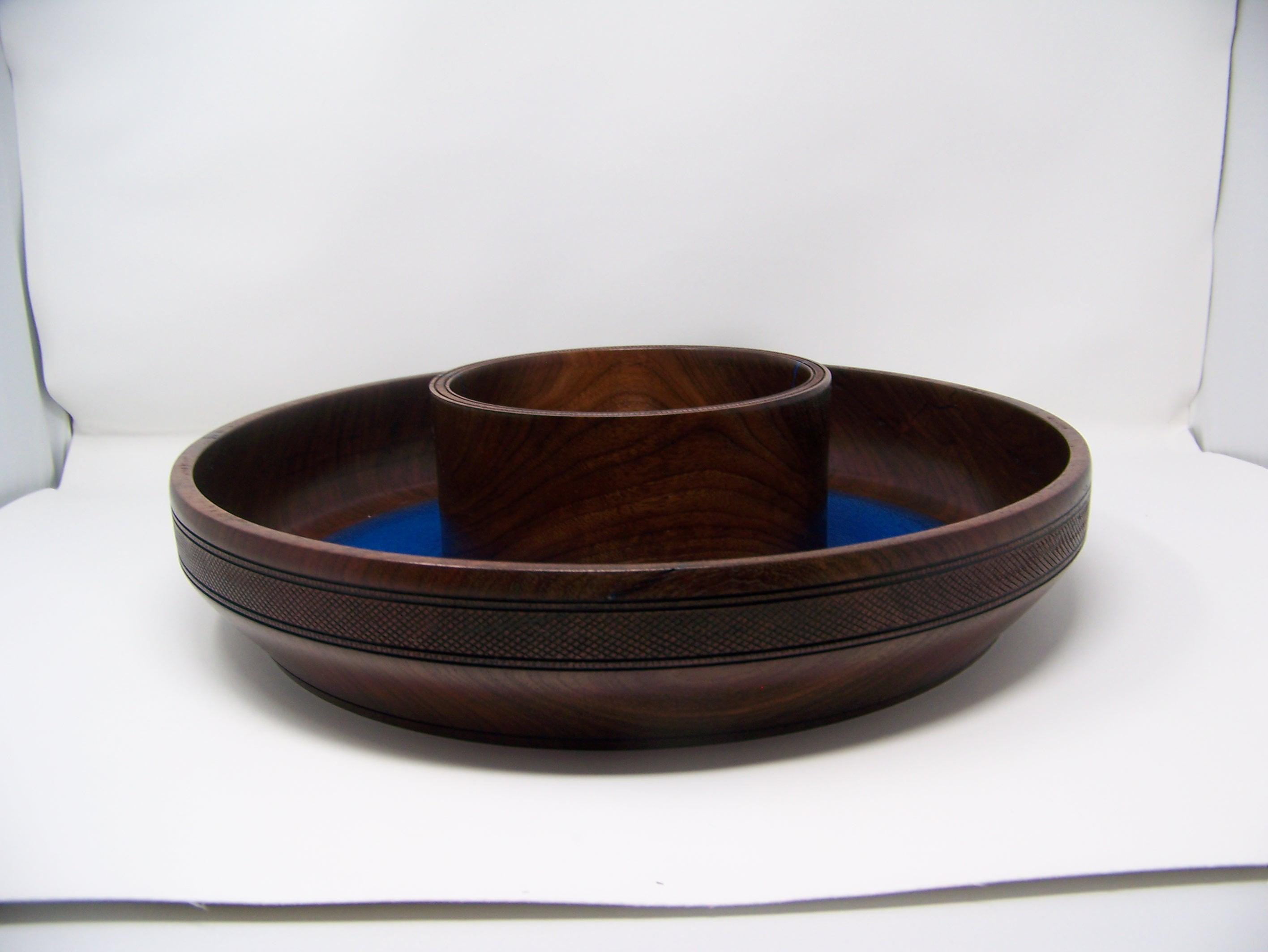 Large Chip and Dip Bowl-Black Walnut - Lathe Turned - 1 piece