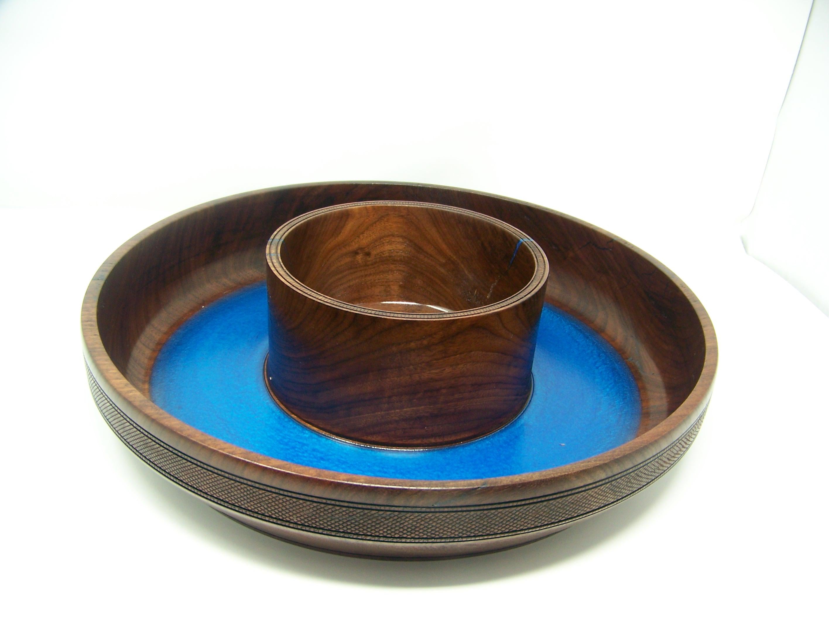 Large Chip and Dip Bowl-Black Walnut - Lathe Turned - 1 piece