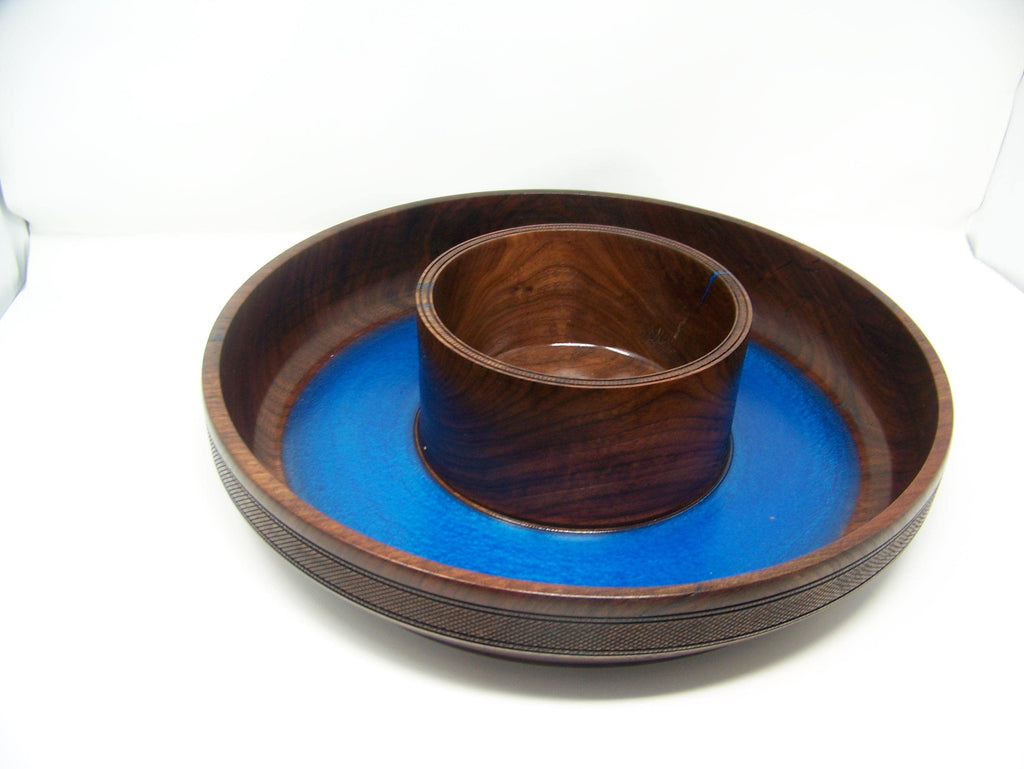 Large Chip and Dip Bowl-Black Walnut - Lathe Turned - 1 piece