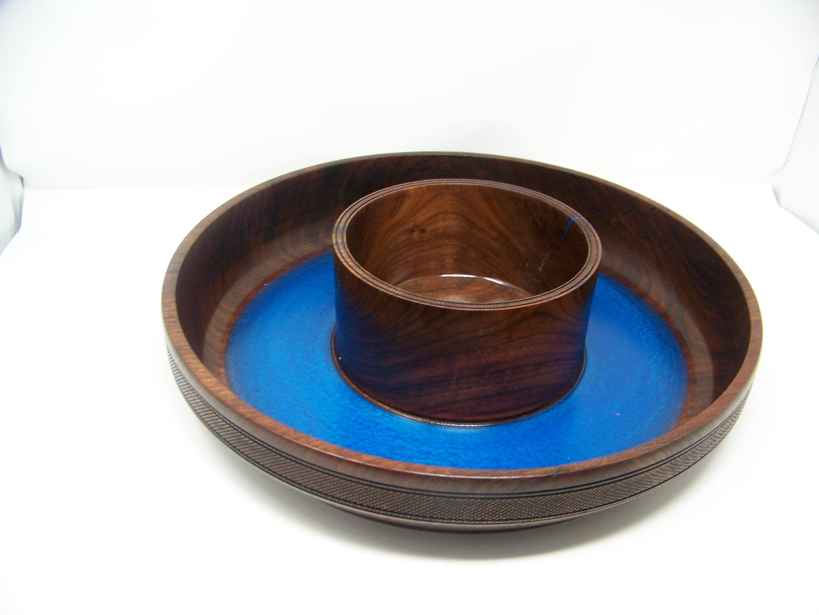 Large Chip and Dip Bowl-Black Walnut - Lathe Turned - 1 piece
